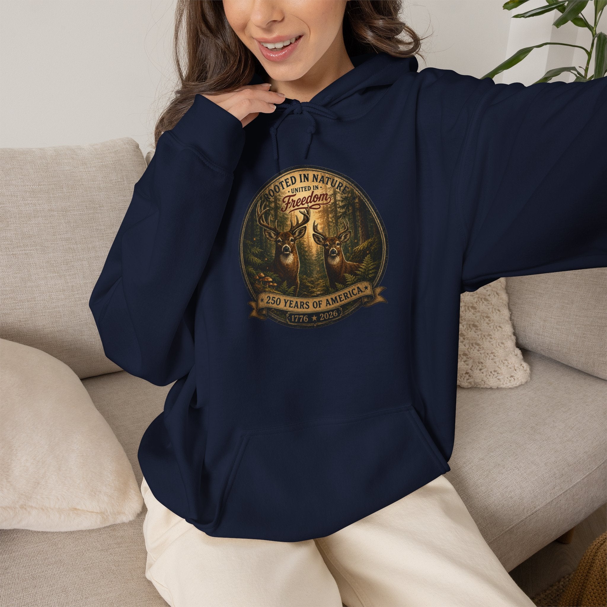 oryggy - america-250-unisex-heavy-blend™-hooded-sweatshirt-rooted-in-nature - Vintage Patriotic Apparel