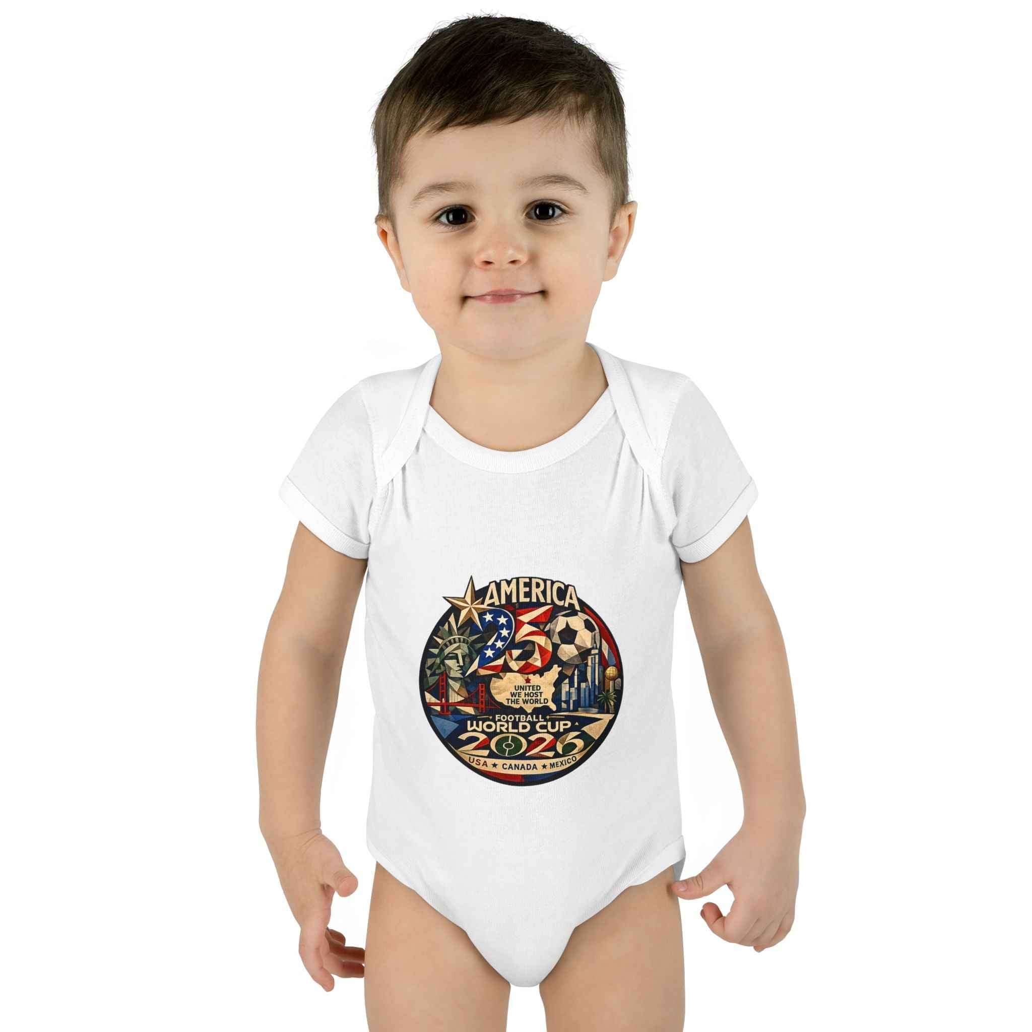 America 250 x FIFA World Cup 2026 Baby Bodysuit — Patriotic Infant Onesie for 250th Anniversary