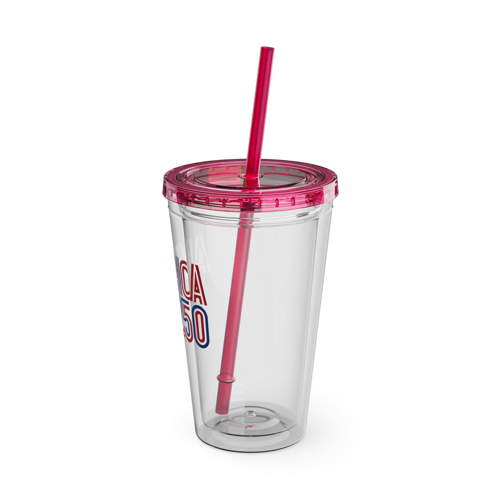 America 250 Tumbler | 16oz Clear Straw Cup
