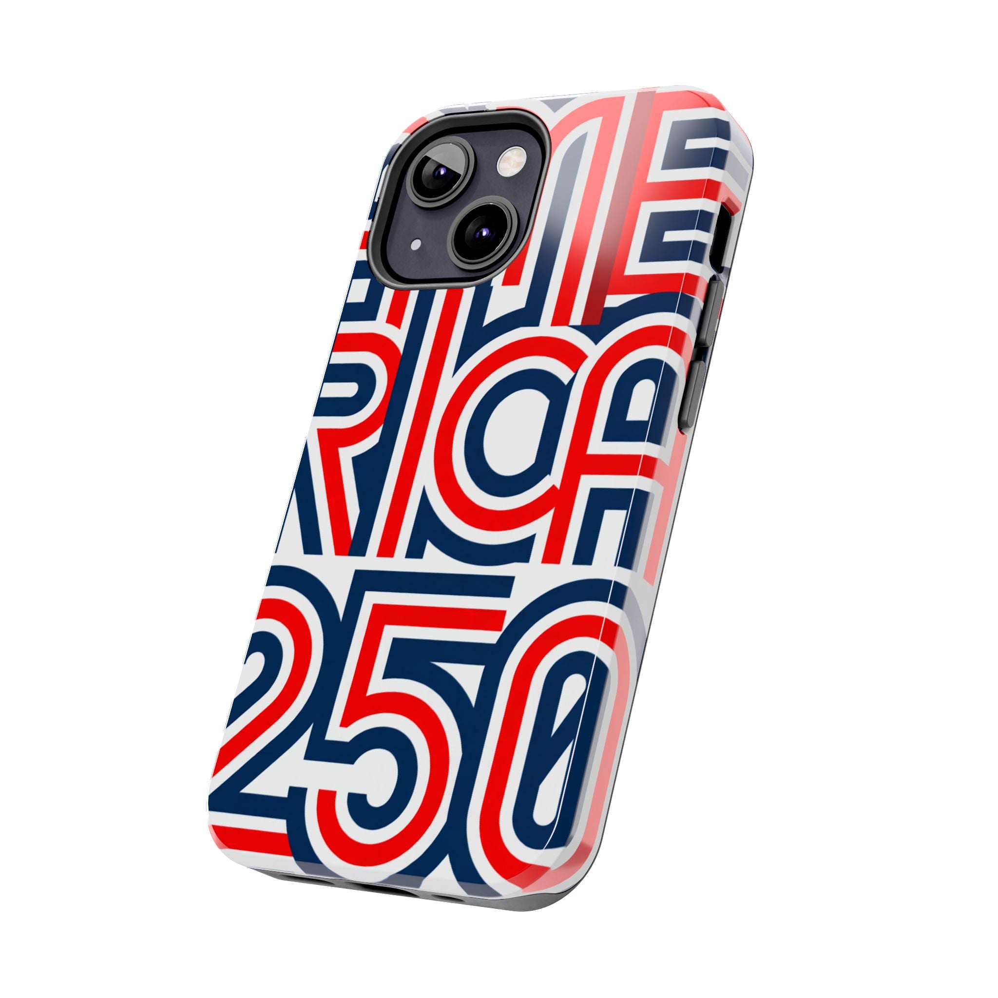 Patriotic 'America 250' Tough Phone Case – Red, White & Blue Retro Typography