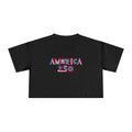 America 250 Crop Tee — Patriotic 3D Red & Blue Graphic