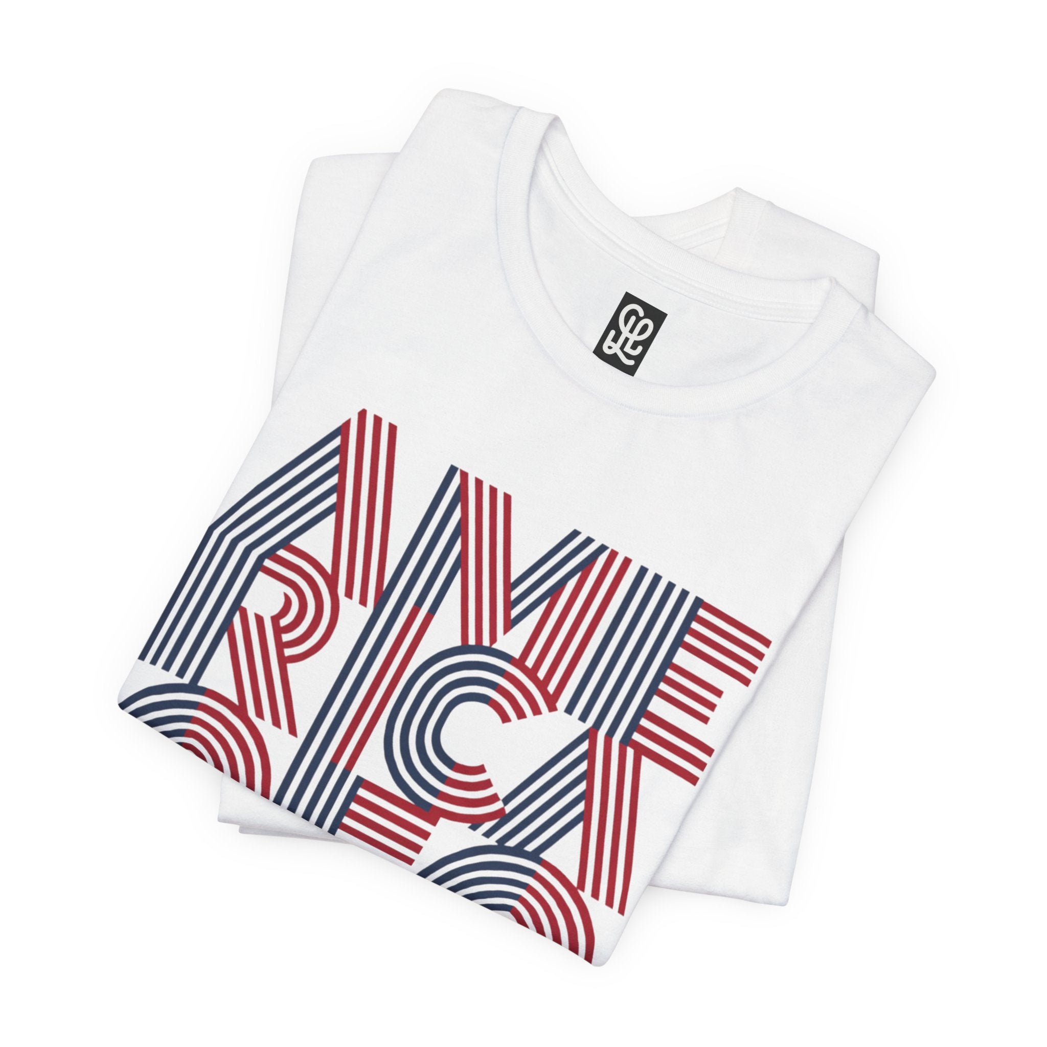America 250 Tee | Patriotic Red Blue Striped Typography