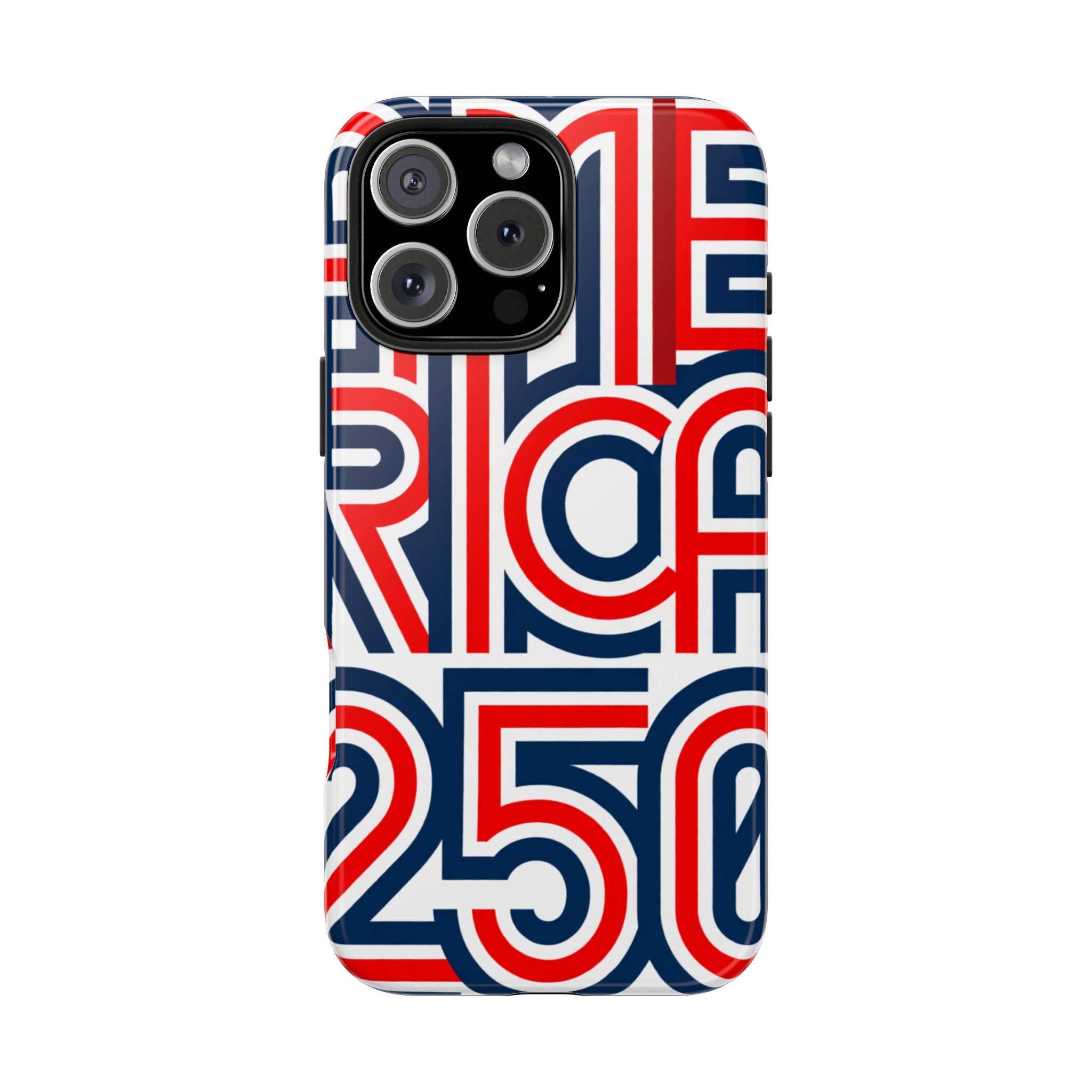 Patriotic 'America 250' Tough Phone Case – Red, White & Blue Retro Typography