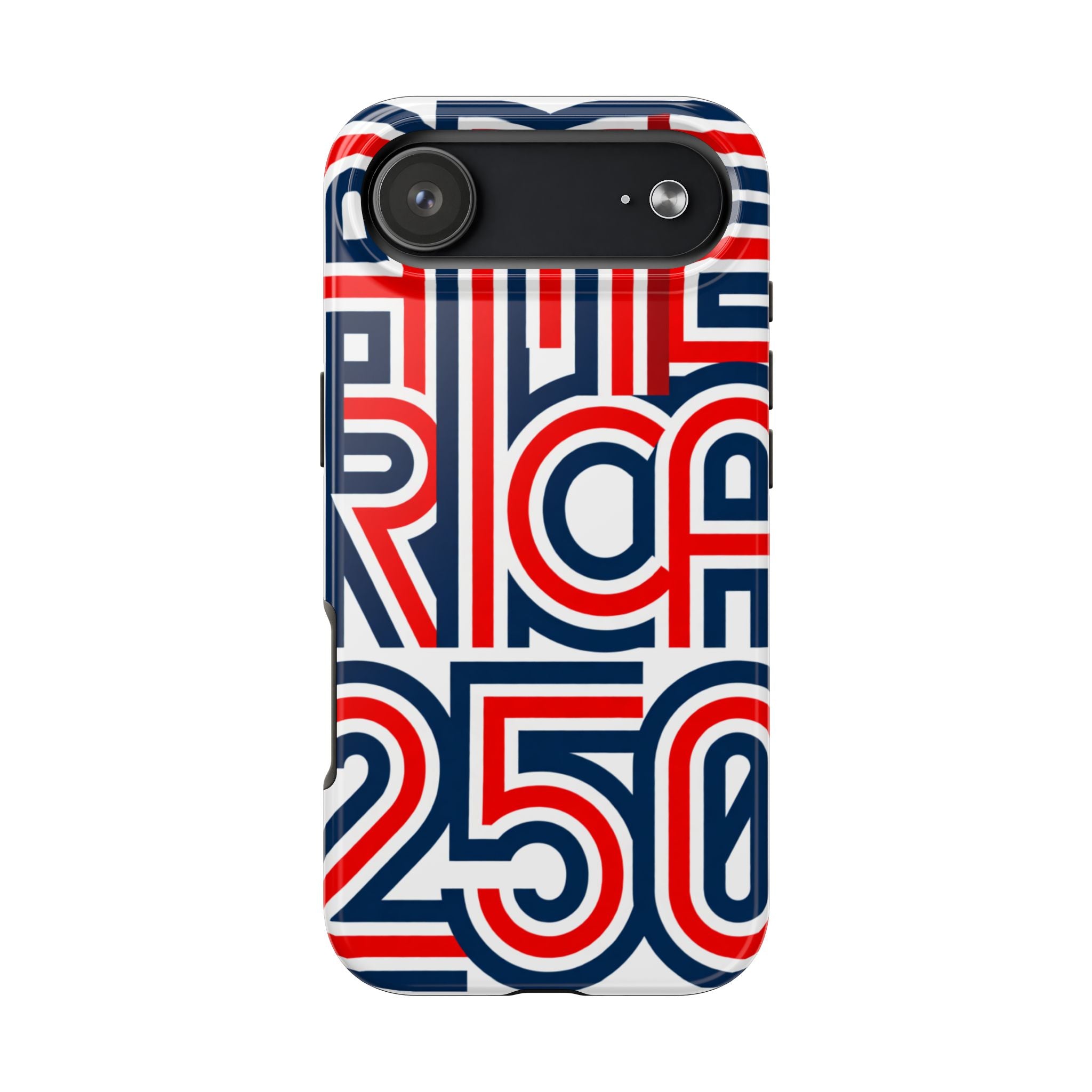 Patriotic 'America 250' Tough Phone Case – Red, White & Blue Retro Typography