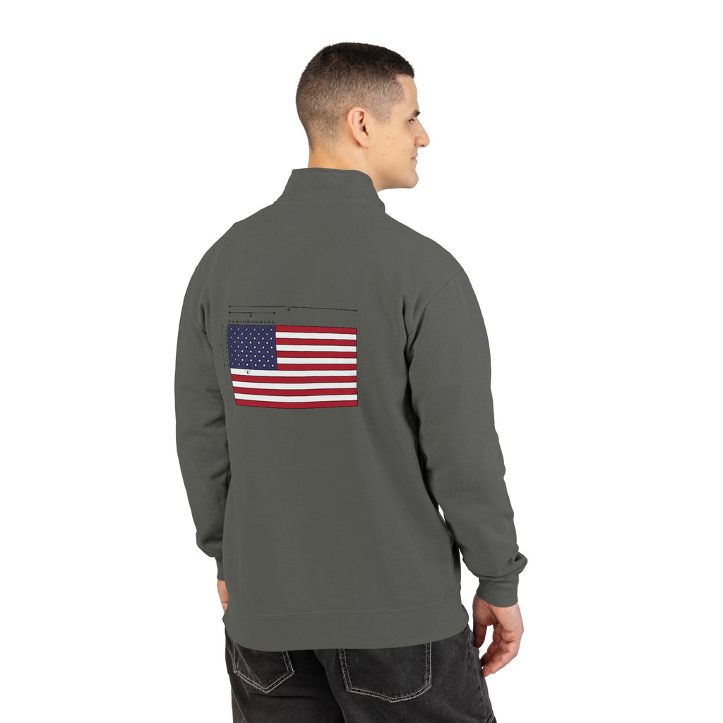 Quarter-Zip Sweatshirt — American Flag '250' Chest Logo