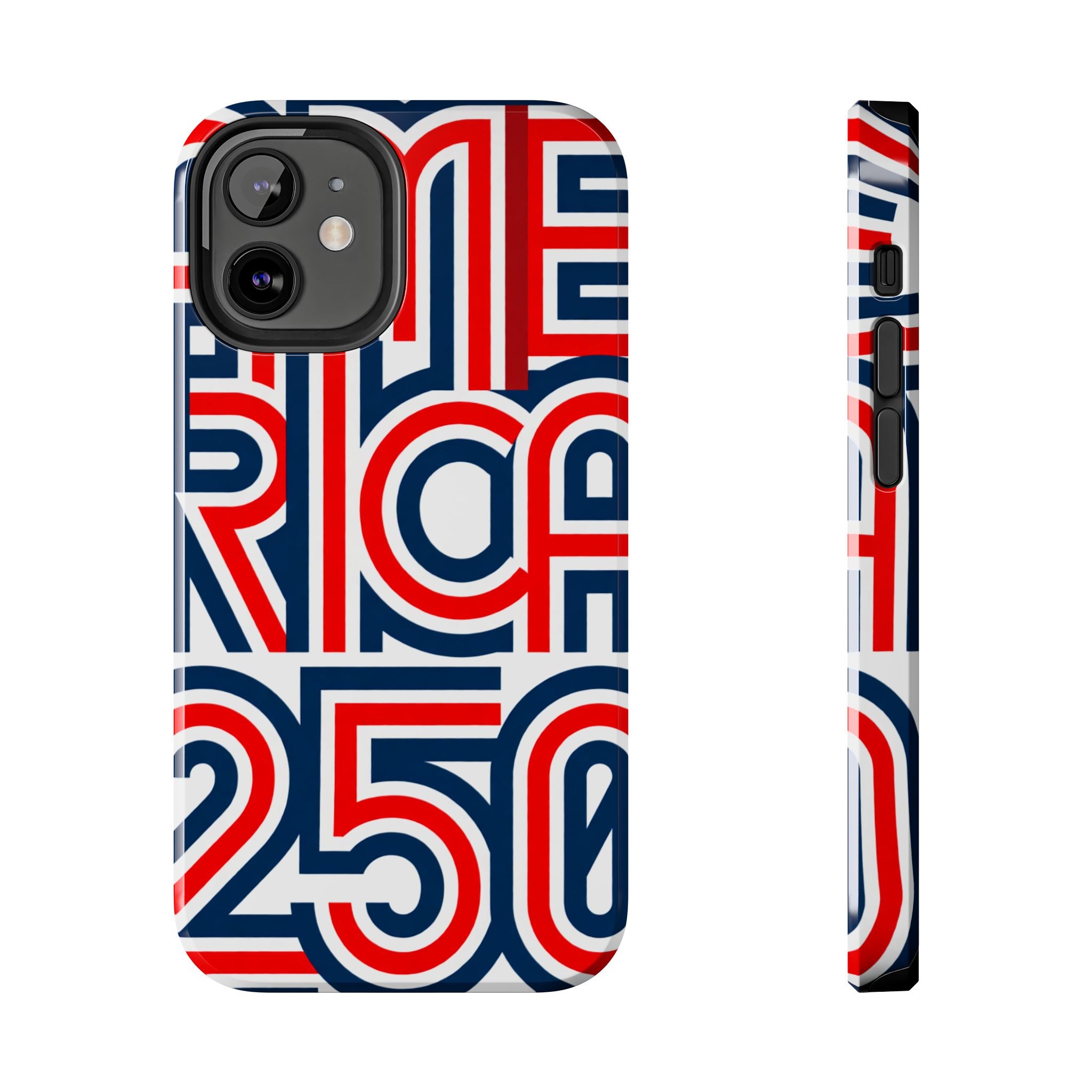 Patriotic 'America 250' Tough Phone Case – Red, White & Blue Retro Typography