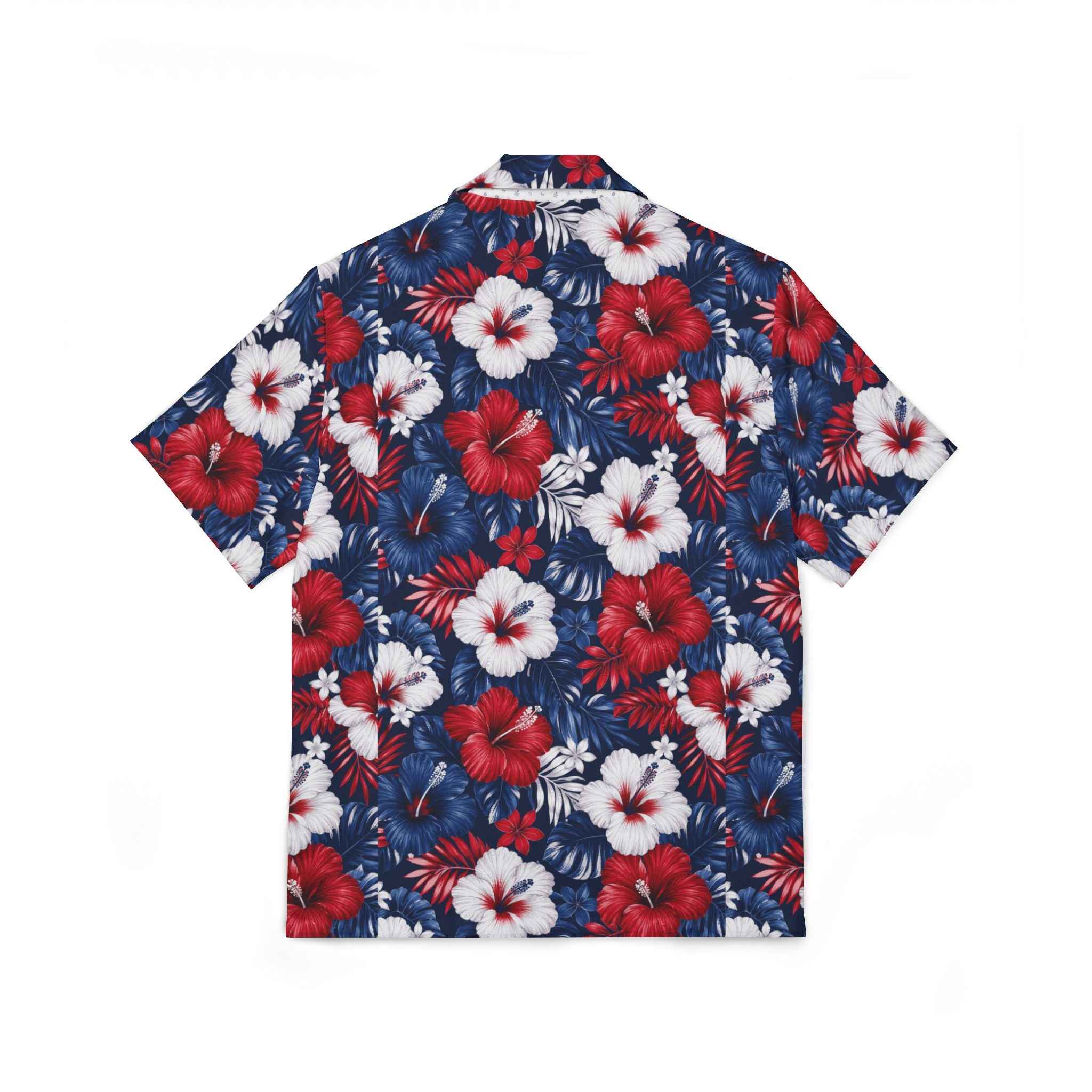 America 250 Patriotic Red White & Blue Hawaiian Shirt — Men's Floral Camp Shirt