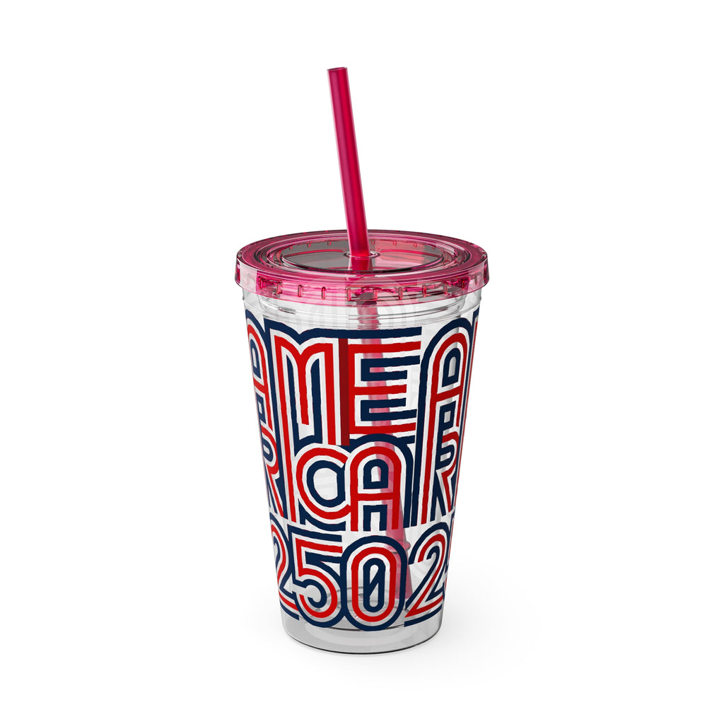 America 250 Tumbler | Patriotic Red White Blue Straw Cup