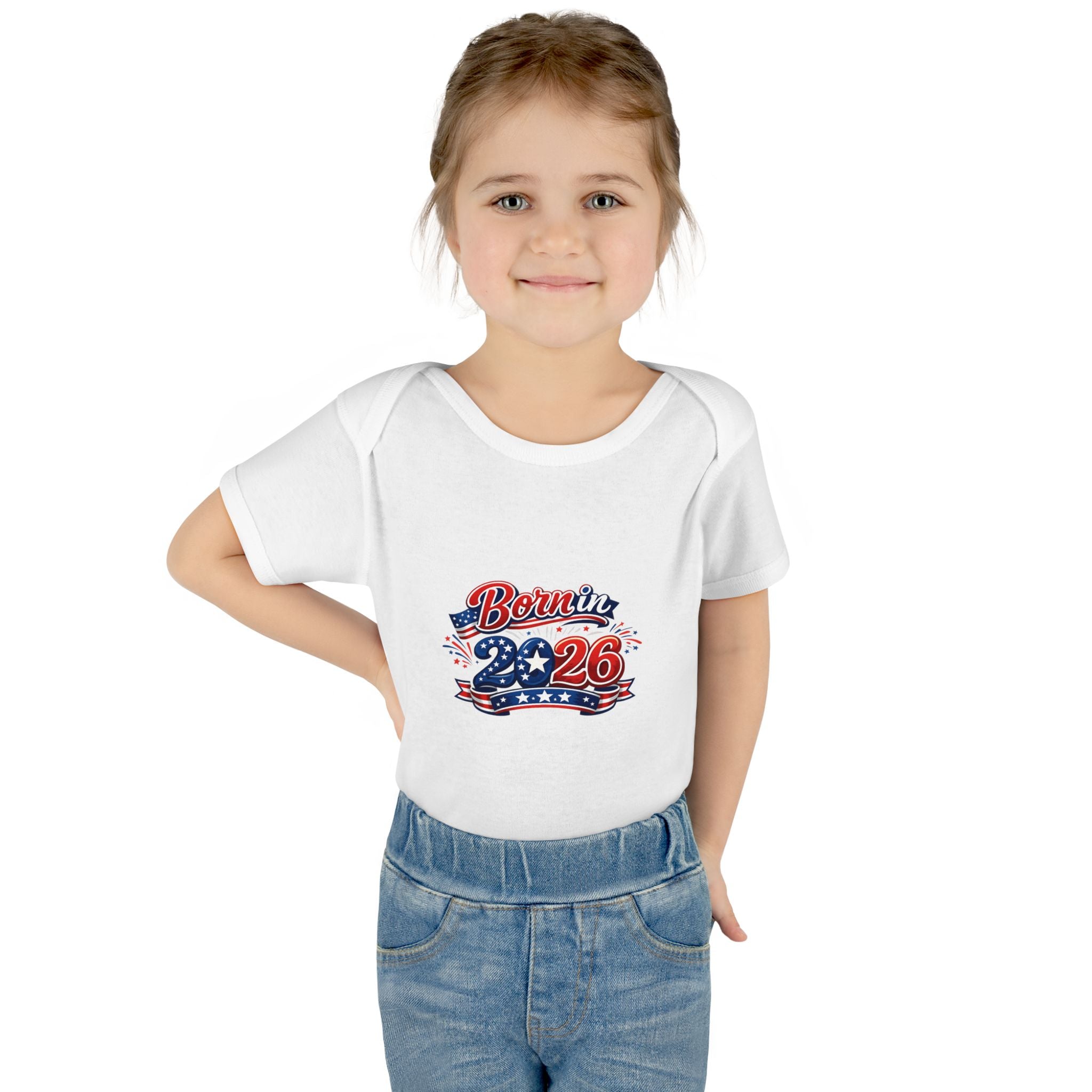 America 250 Born in 2026 Baby Bodysuit — Patriotic USA Infant Onesie