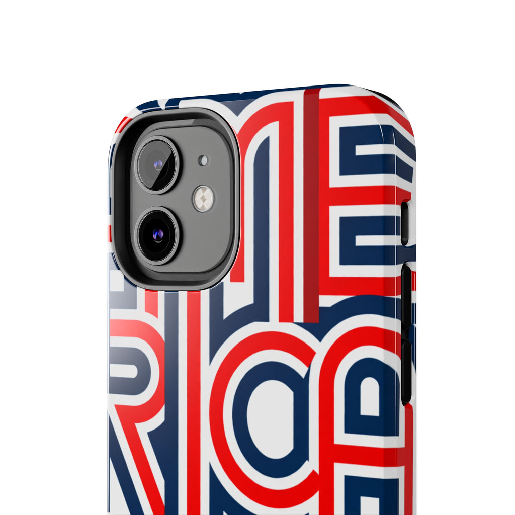 Patriotic 'America 250' Tough Phone Case – Red, White & Blue Retro Typography