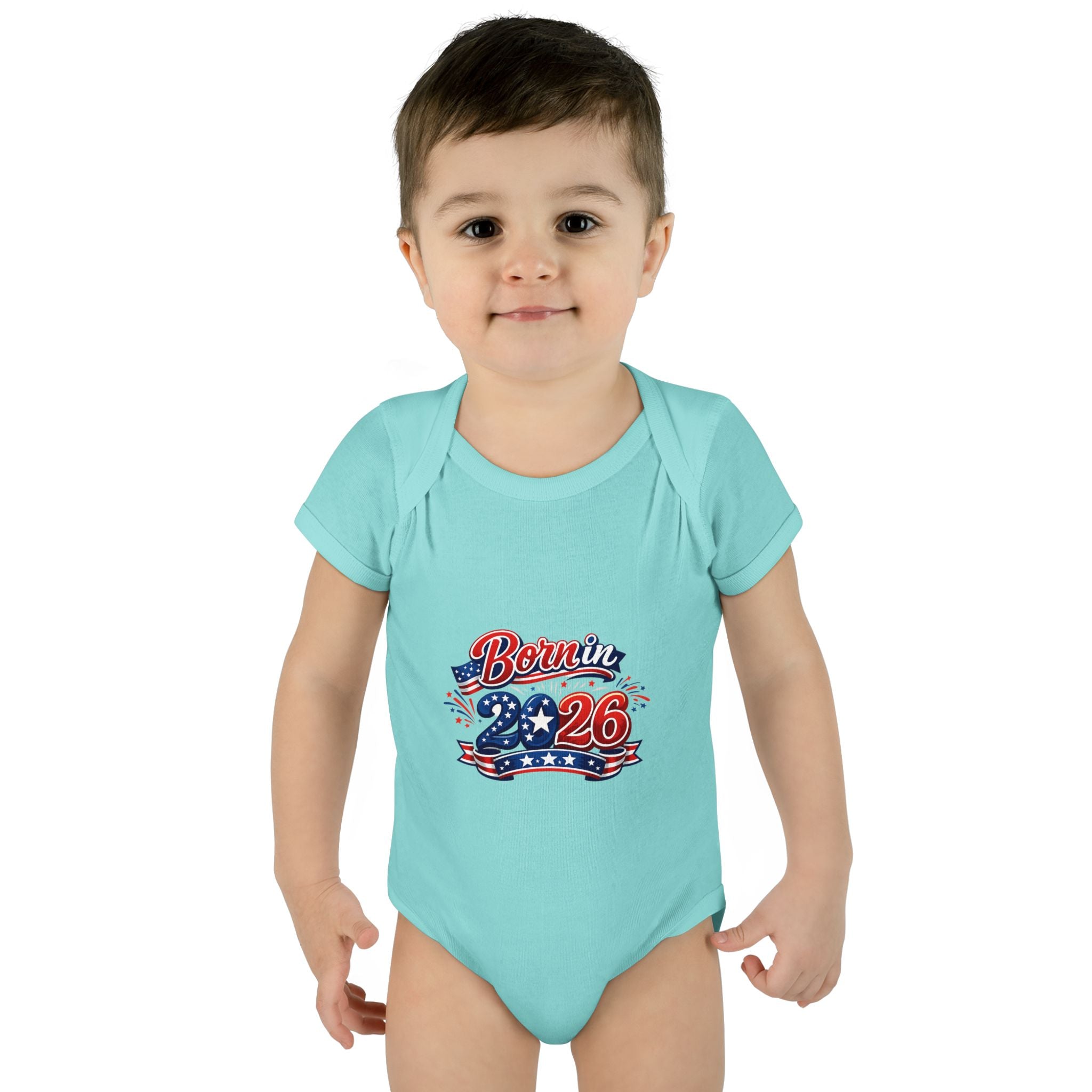 America 250 Born in 2026 Baby Bodysuit — Patriotic USA Infant Onesie