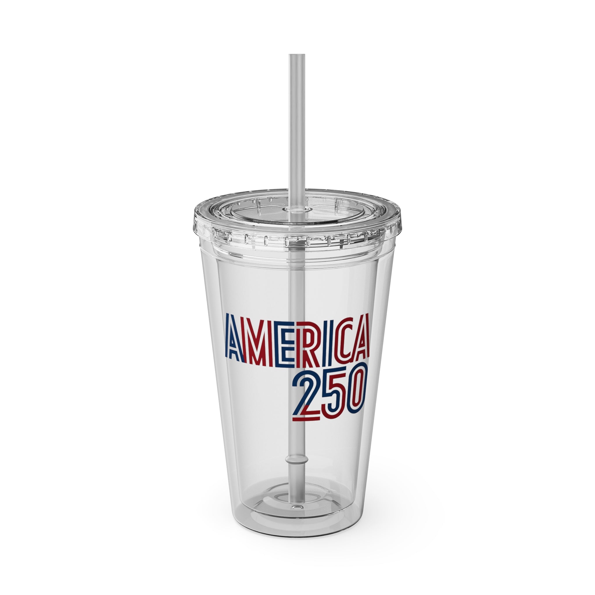 America 250 Tumbler | 16oz Clear Straw Cup