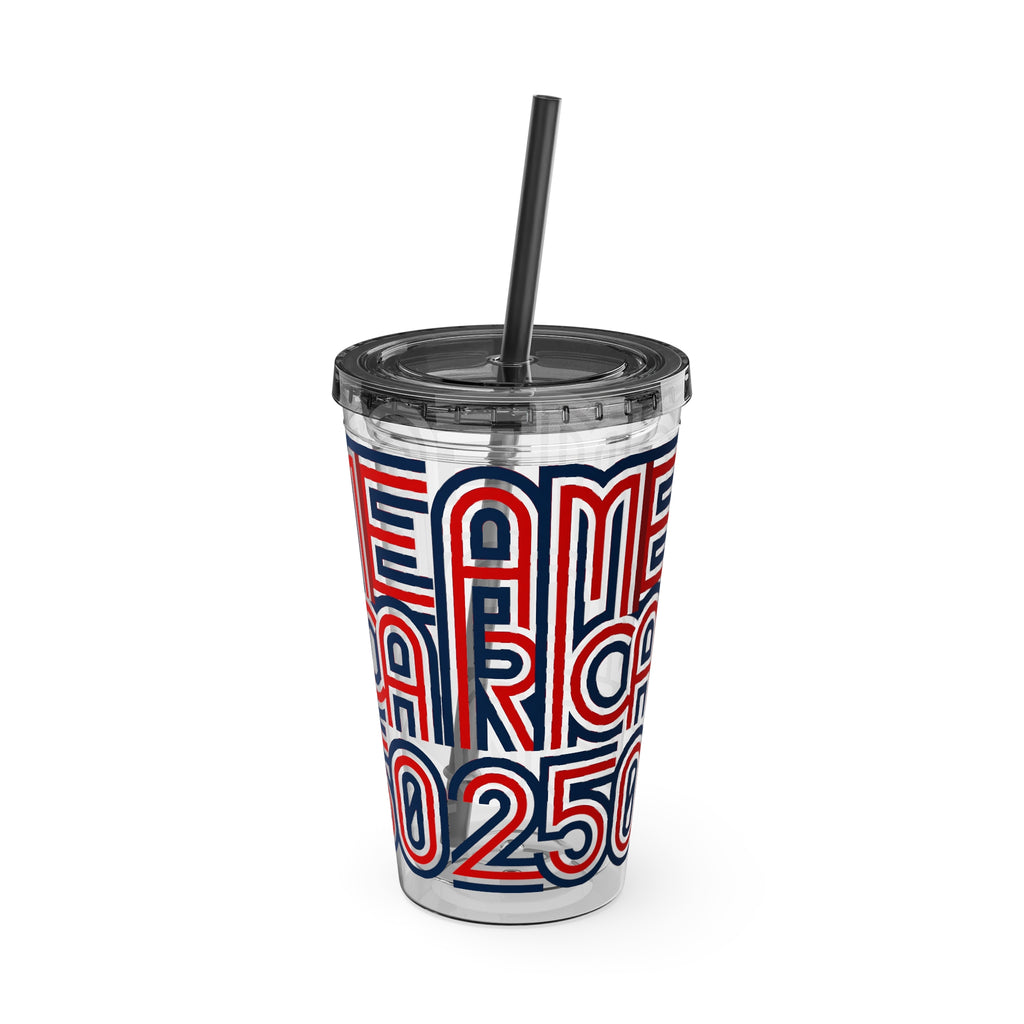 America 250 Tumbler | Patriotic Red White Blue Straw Cup