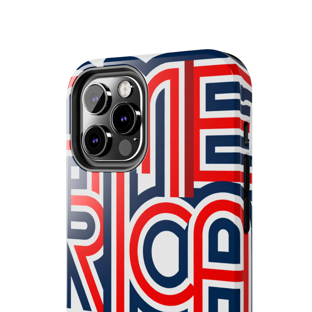 Patriotic 'America 250' Tough Phone Case – Red, White & Blue Retro Typography