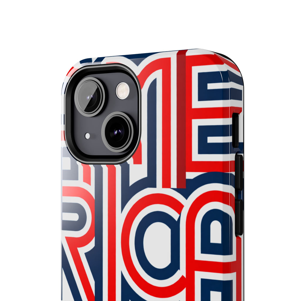 Patriotic 'America 250' Tough Phone Case – Red, White & Blue Retro Typography