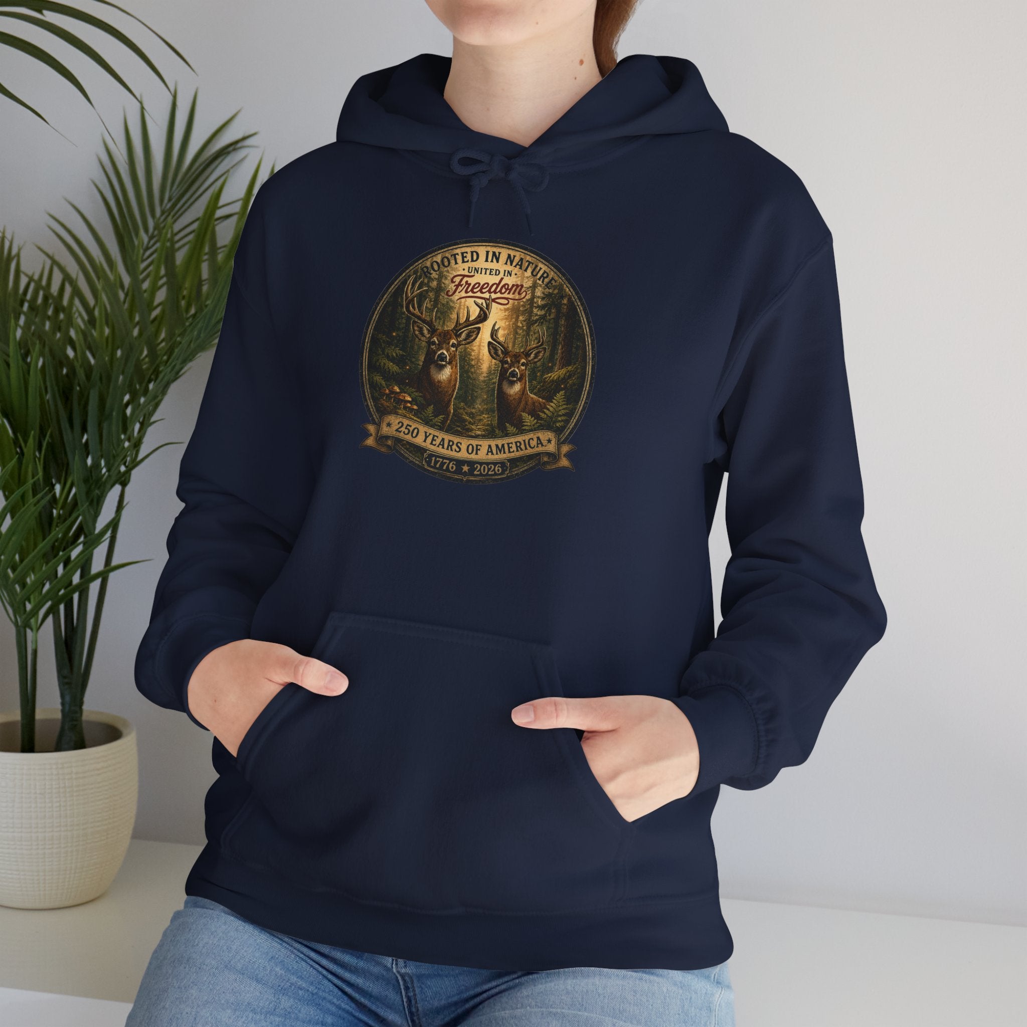 oryggy - america-250-unisex-heavy-blend™-hooded-sweatshirt-rooted-in-nature - Vintage Patriotic Apparel