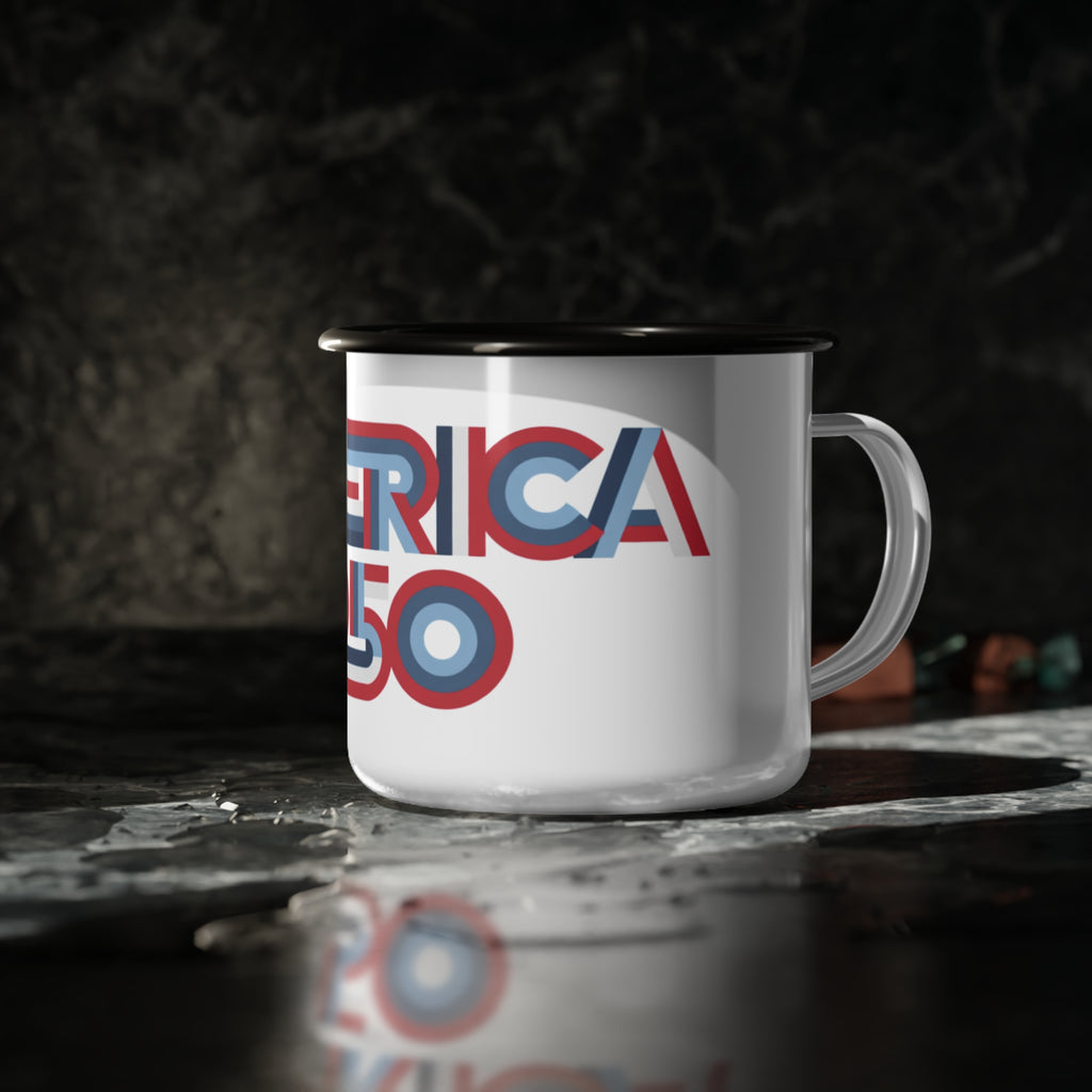 America 250 enamel mug | patriotic 3D retro typography