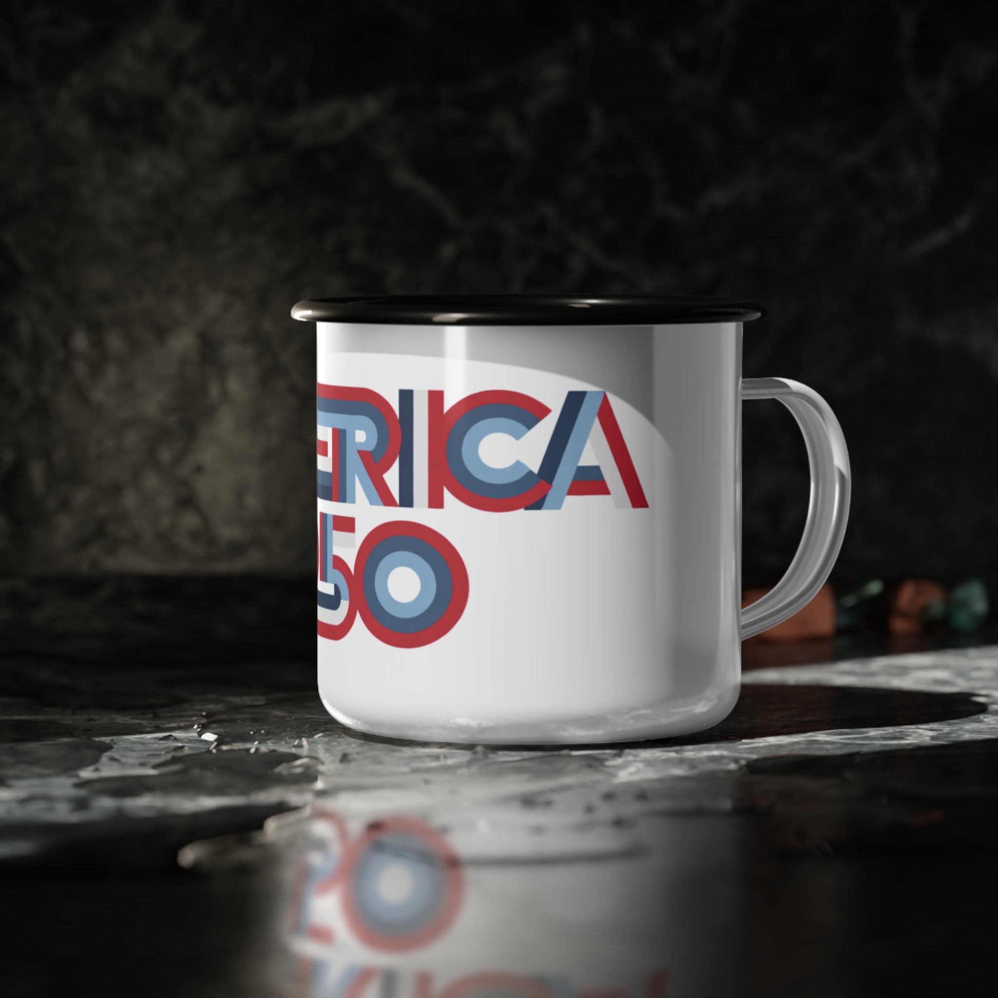 America 250 enamel mug | patriotic 3D retro typography