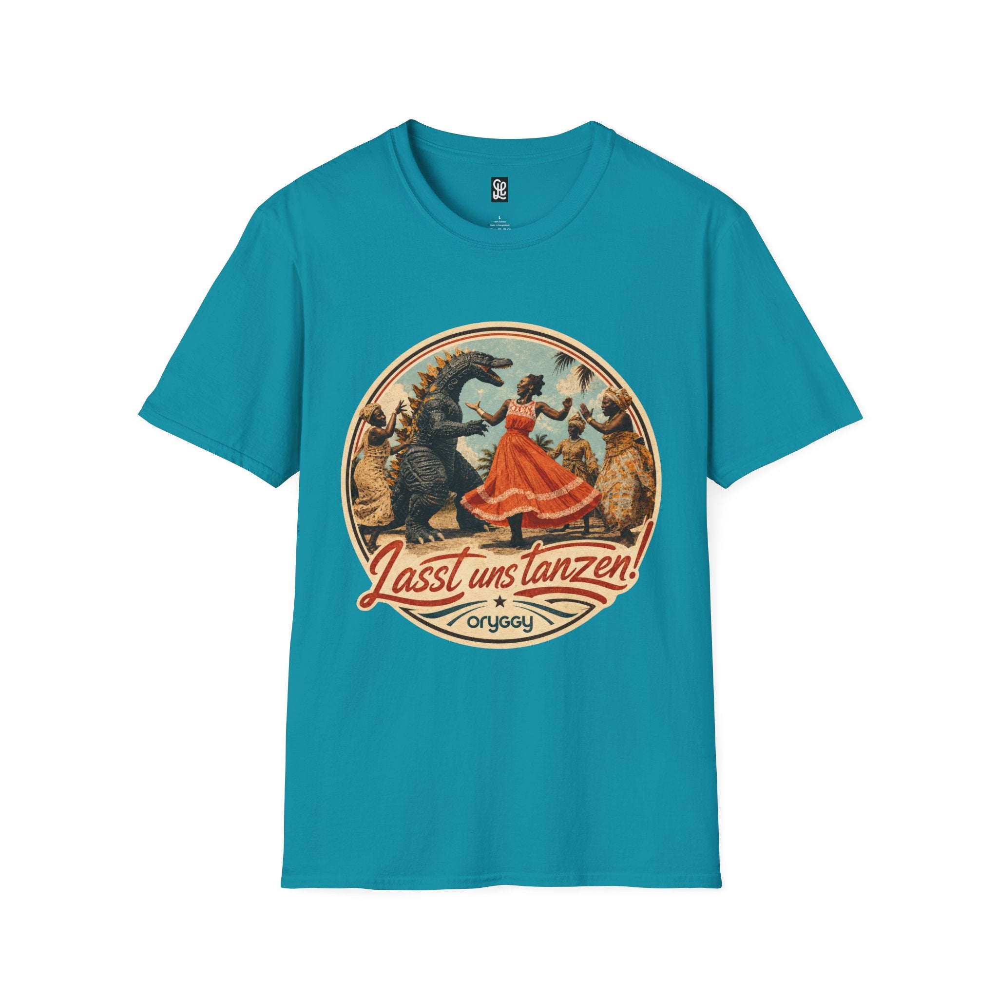 oryggy Originals Summer line Retro Dance Godzilla T-Shirt — Vintage 'Lasst uns tanzen' Graphic