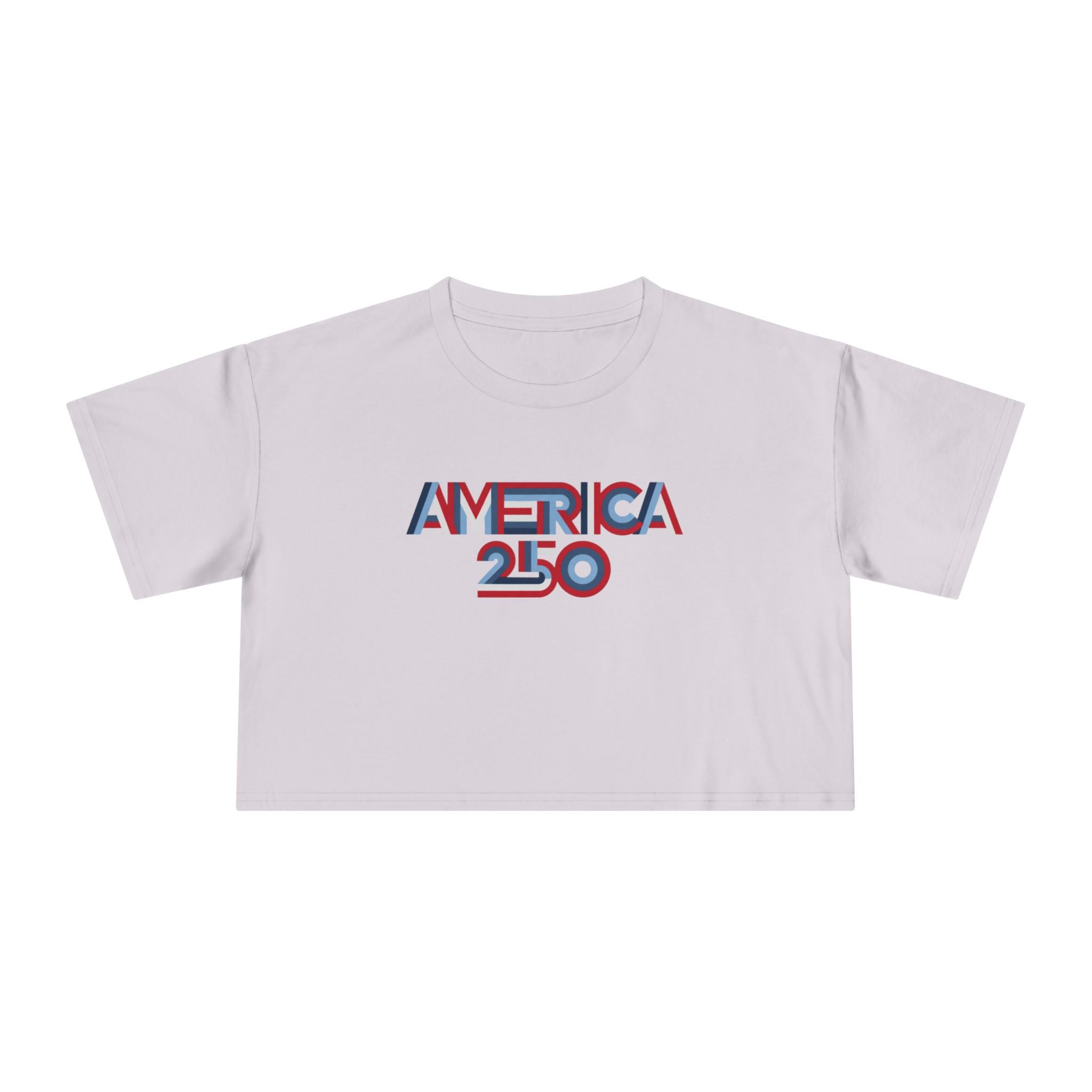 America 250 Crop Tee — Patriotic 3D Red & Blue Graphic