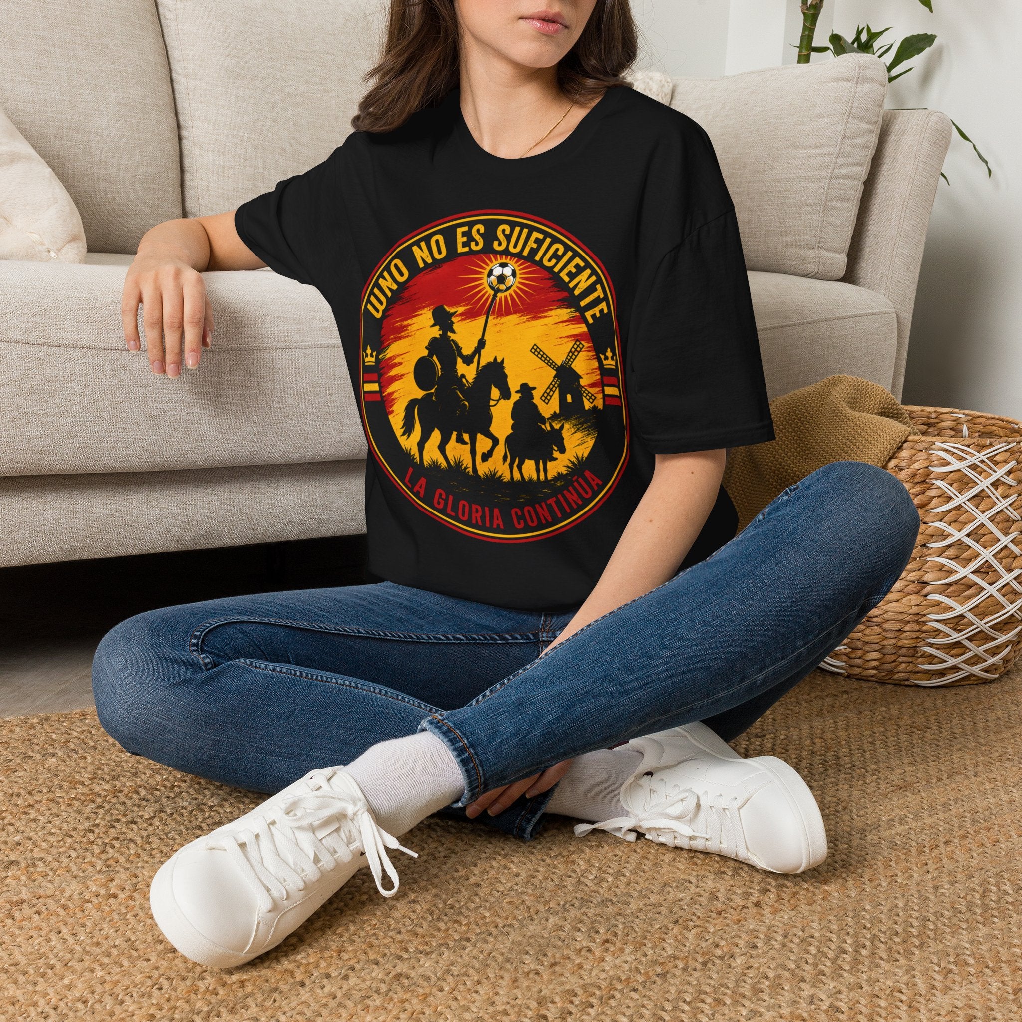 fifa-world-cup-2026-spain-t-shirt-uno-no-es-suficiente-don-quixote-sunset-graphic - Retro Football Apparel oryggy