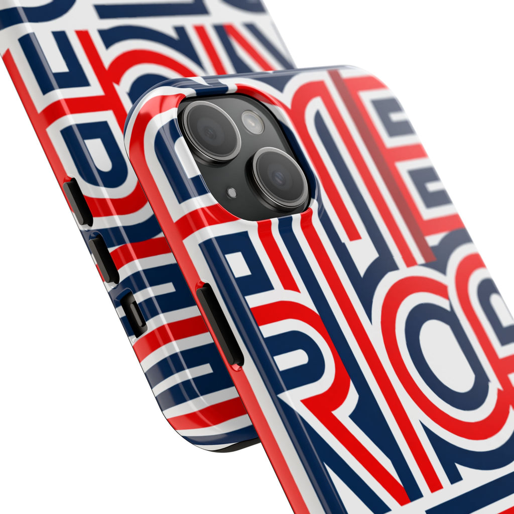 Patriotic 'America 250' Tough Phone Case – Red, White & Blue Retro Typography