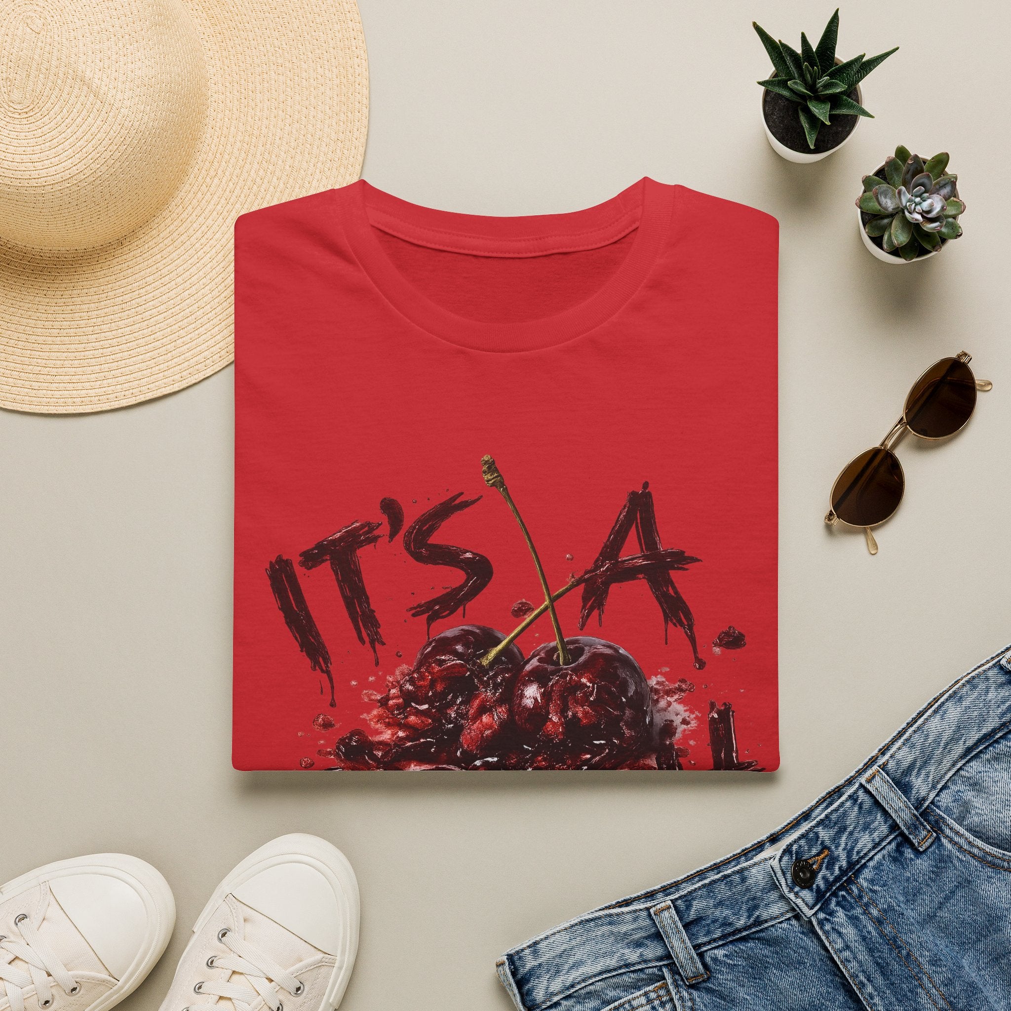 oryggy Originals Summer line T-Shirt — "It's a Crush" Cherry Graphic Tee