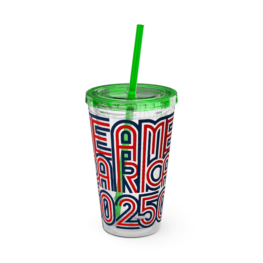 America 250 Tumbler | Patriotic Red White Blue Straw Cup