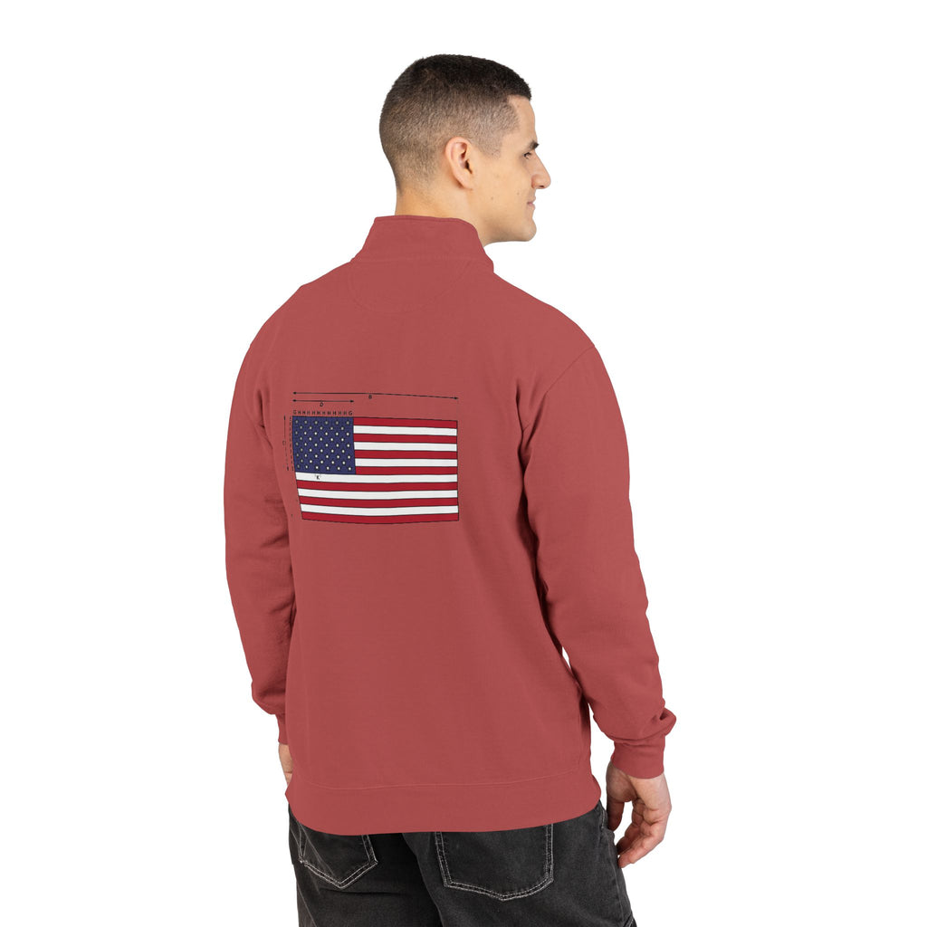 Quarter-Zip Sweatshirt — American Flag '250' Chest Logo