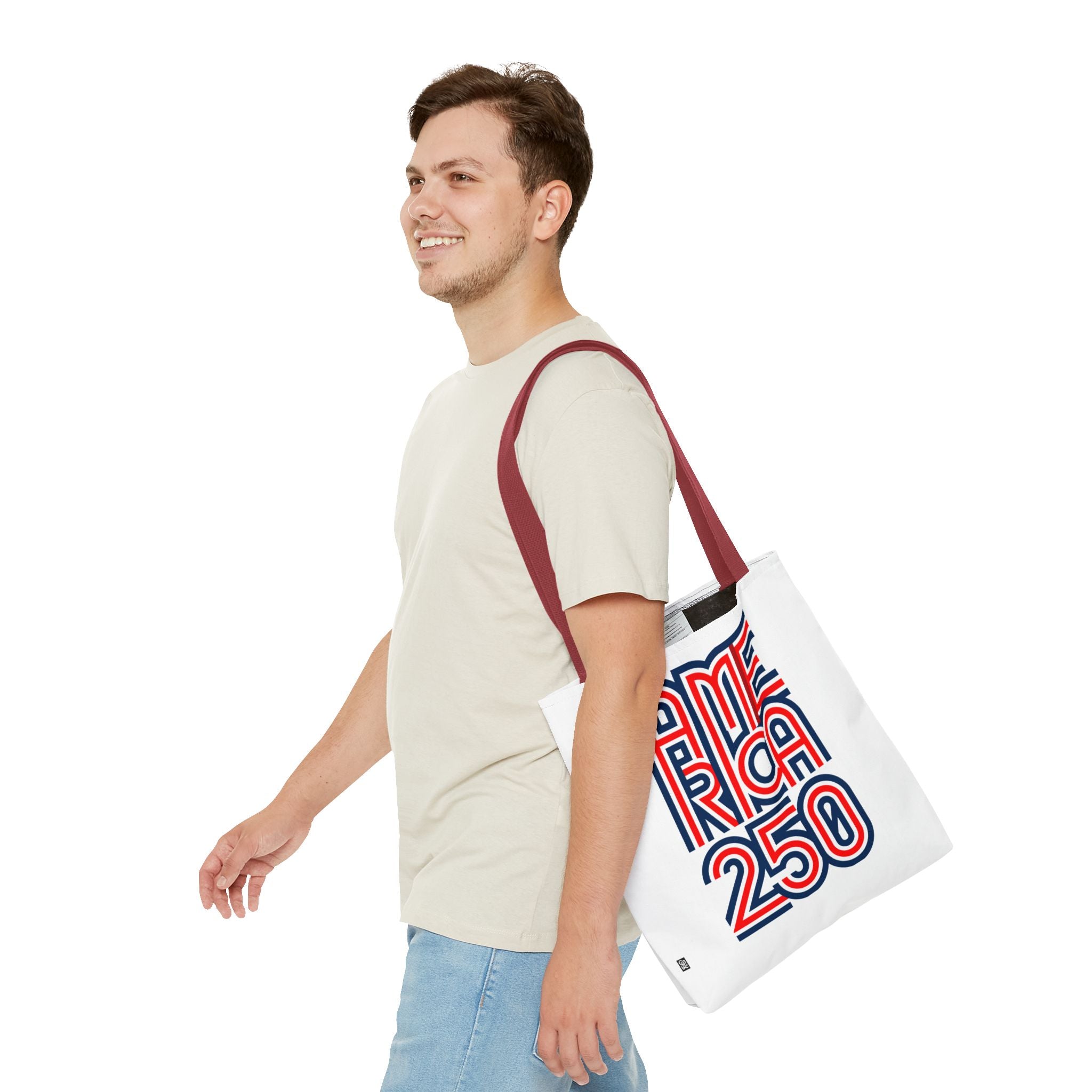 America 250 Tote Bag — Patriotic Red, White & Blue Commemorative Tote