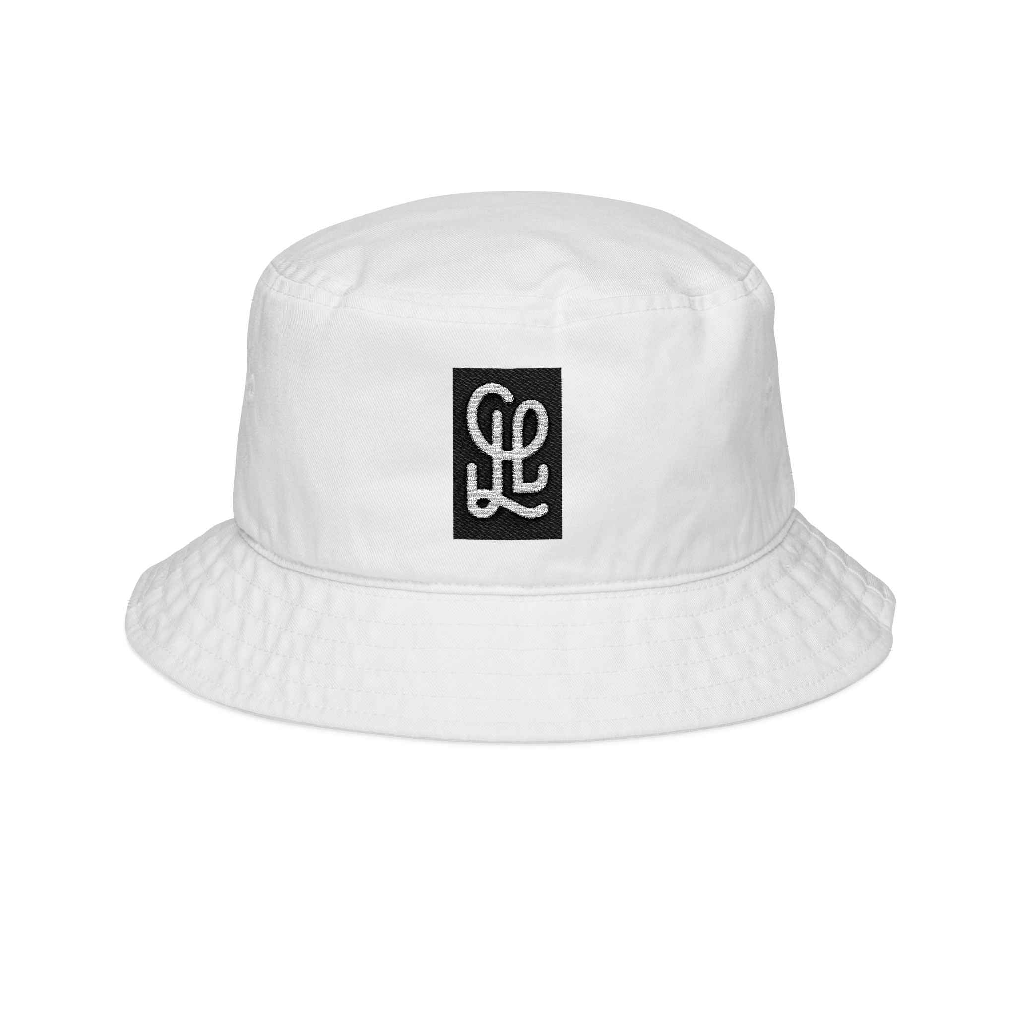 Embroidered Monogram Bucket Hat — Minimal Script Logo Casual Sun Hat