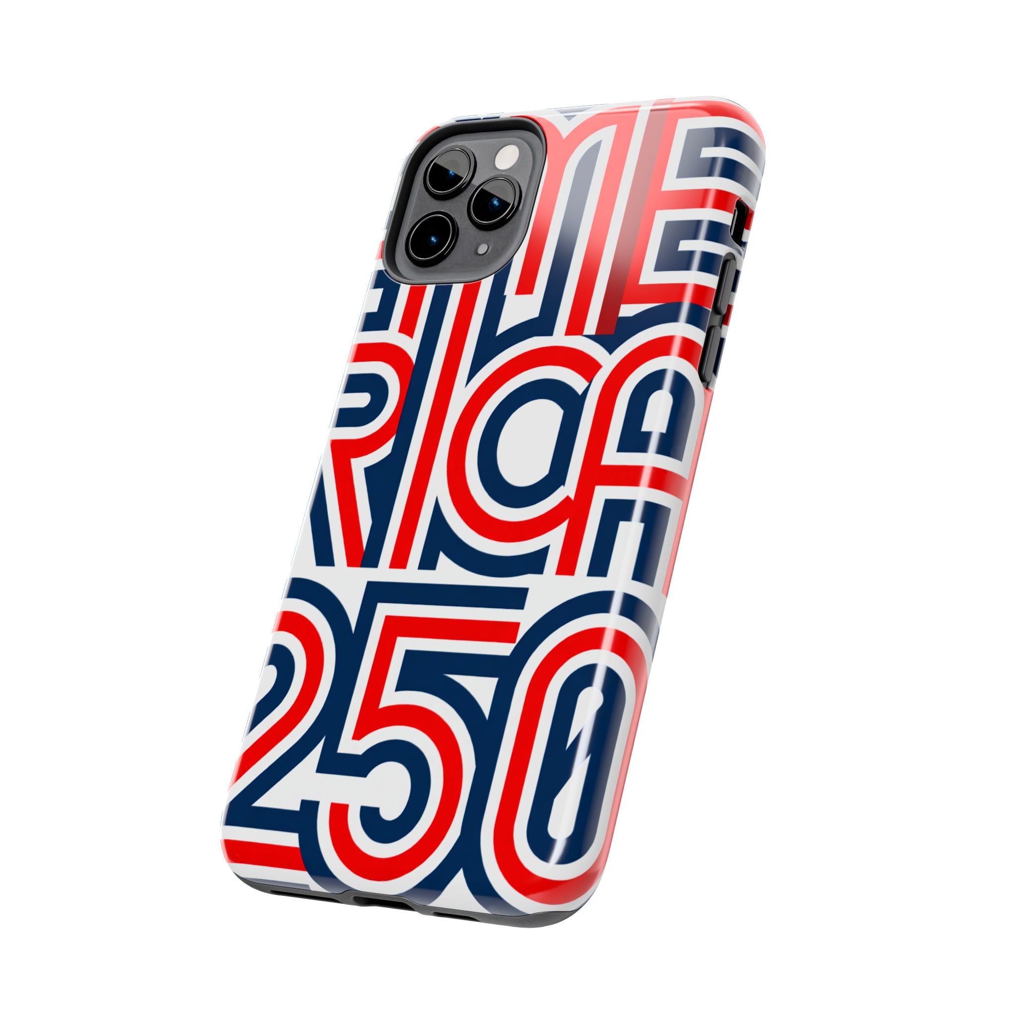 Patriotic 'America 250' Tough Phone Case – Red, White & Blue Retro Typography