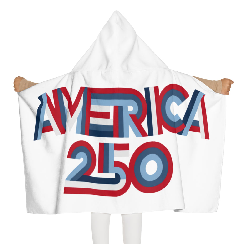 America 250 Youth Hooded Towel | Patriotic Red Blue Retro