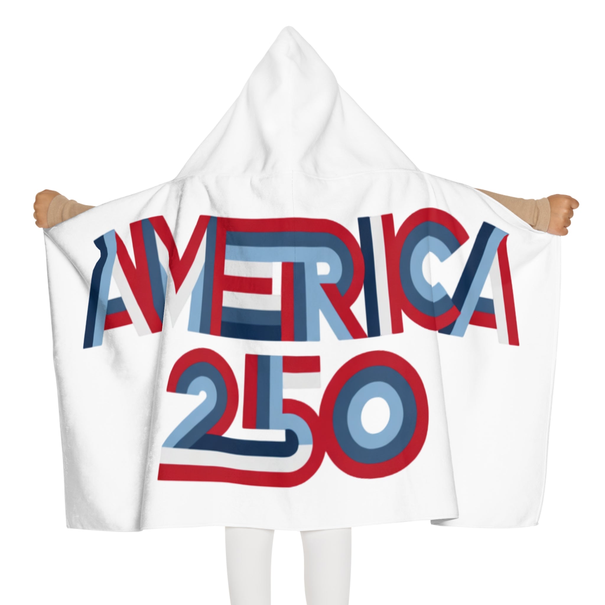 America 250 Youth Hooded Towel | Patriotic Red Blue Retro
