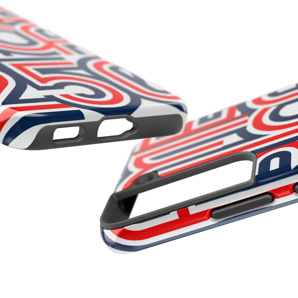 Patriotic 'America 250' Tough Phone Case – Red, White & Blue Retro Typography