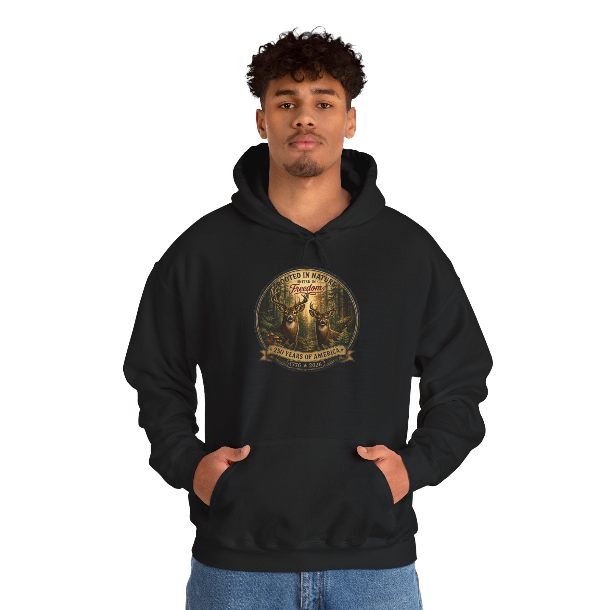 oryggy - america-250-unisex-heavy-blend™-hooded-sweatshirt-rooted-in-nature - Vintage Patriotic Apparel