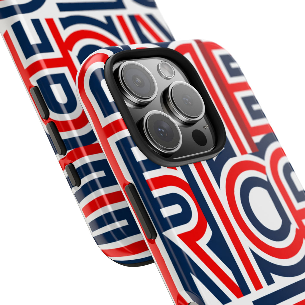 Patriotic 'America 250' Tough Phone Case – Red, White & Blue Retro Typography