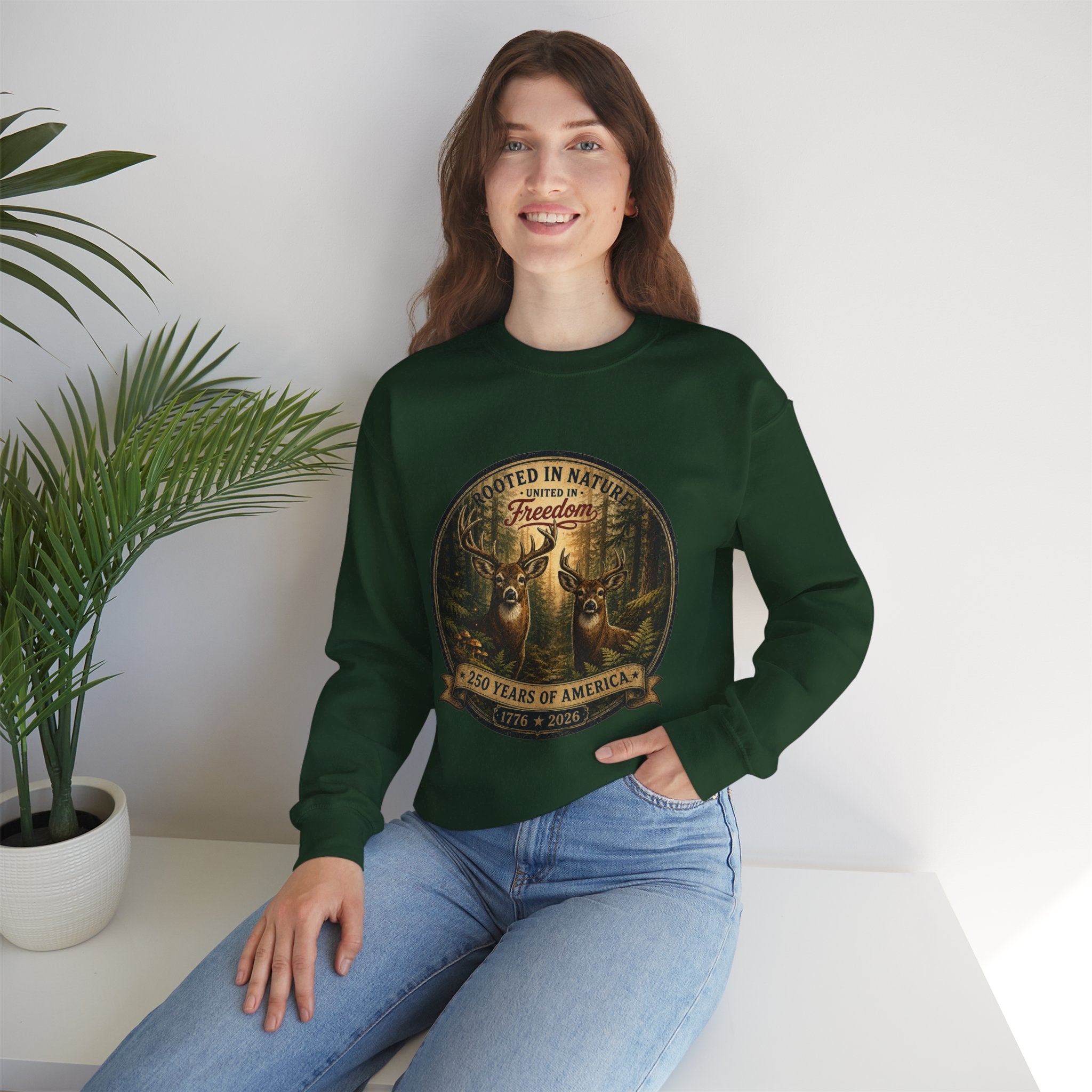 oryggy - america-250-unisex-heavy-blend™-crewneck-sweatshirt-rooted-in-nature - Vintage Patriotic Apparel