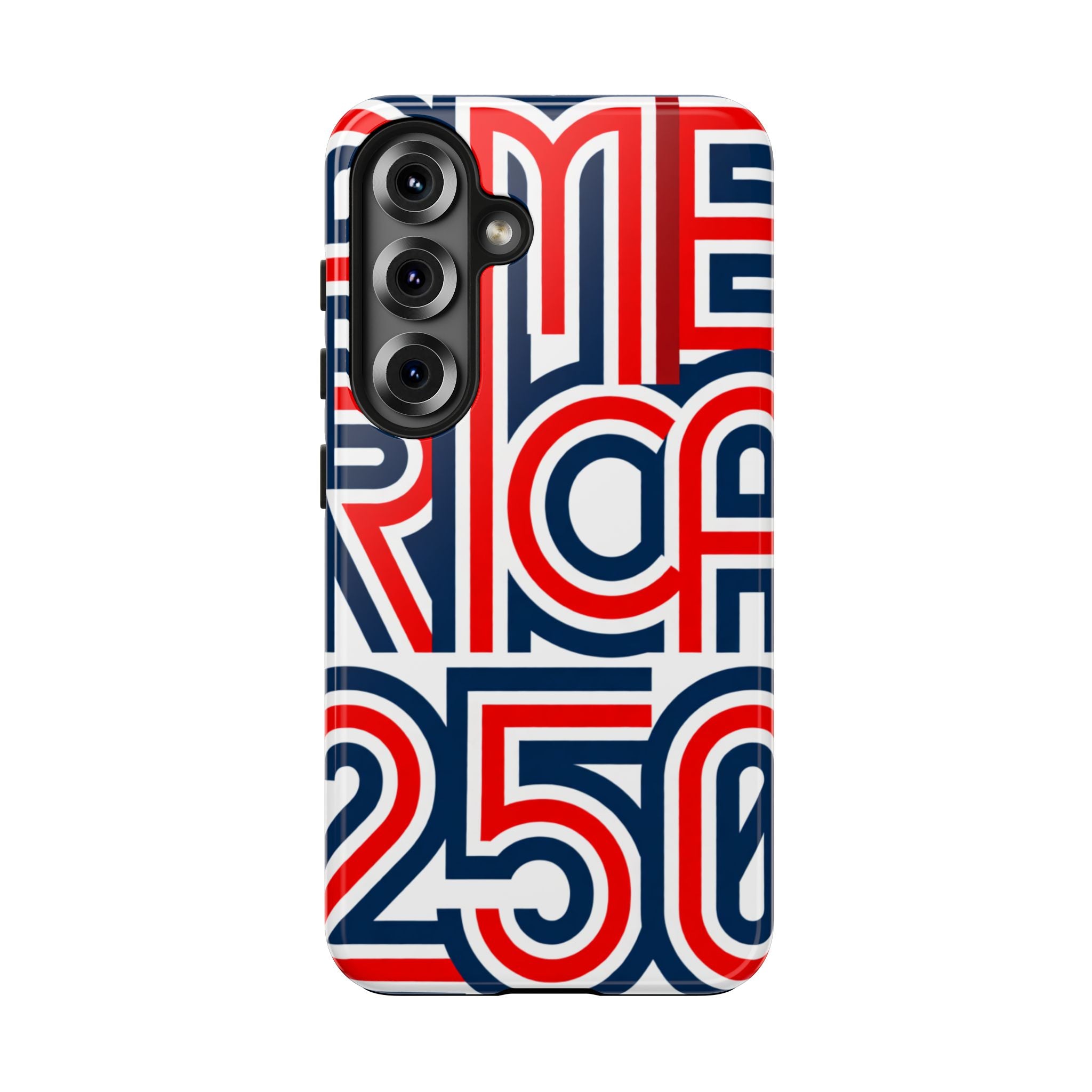 Patriotic 'America 250' Tough Phone Case – Red, White & Blue Retro Typography