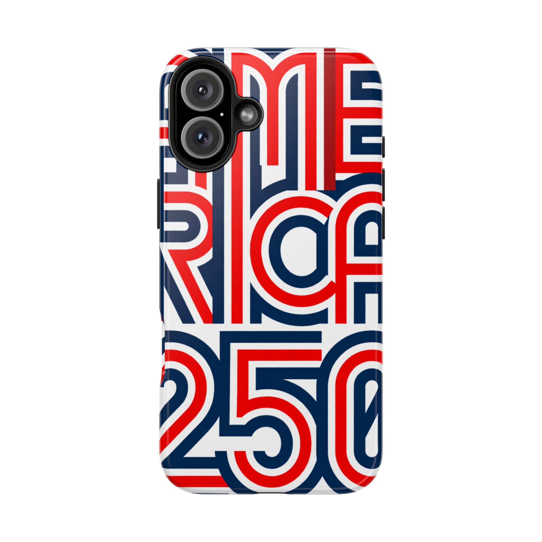 Patriotic 'America 250' Tough Phone Case – Red, White & Blue Retro Typography