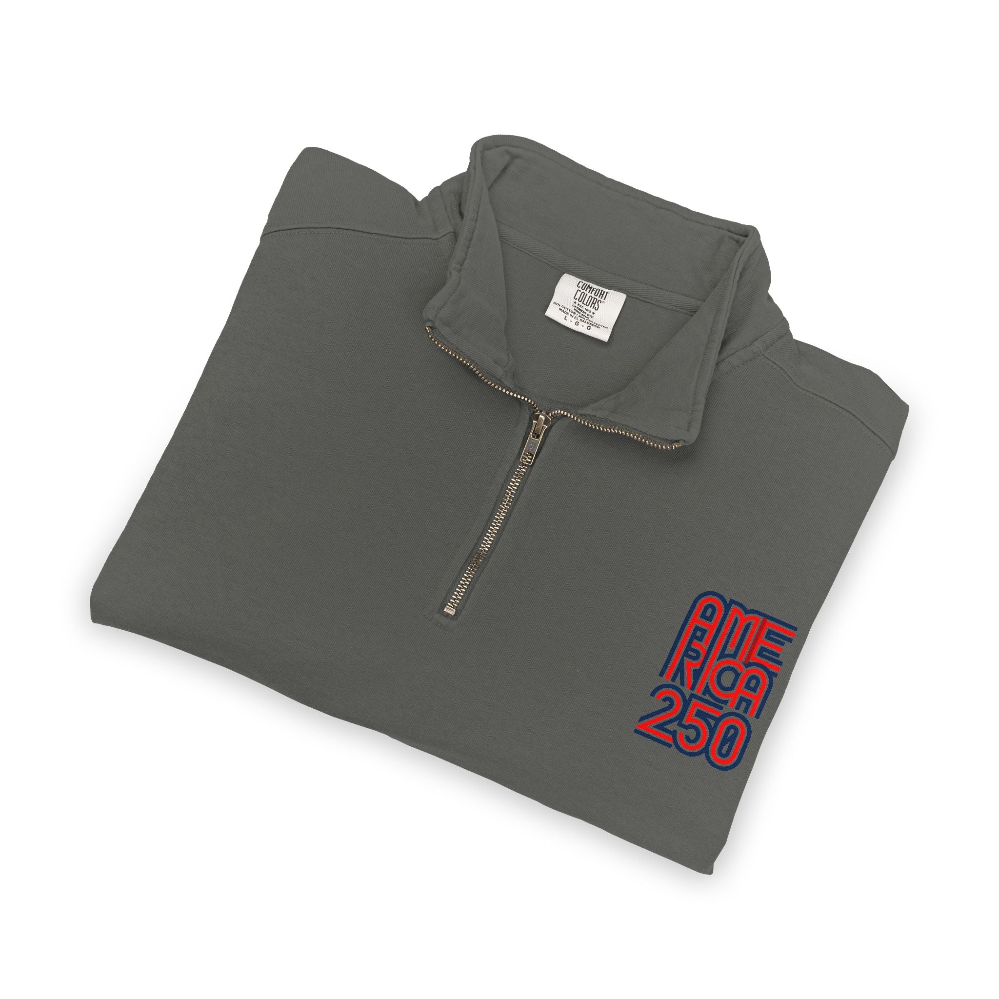 Quarter-Zip Sweatshirt — American Flag '250' Chest Logo