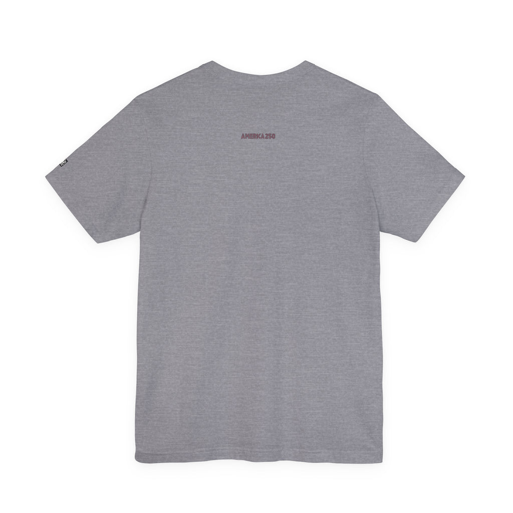 America 250 Tee | Patriotic Red Blue Striped Typography
