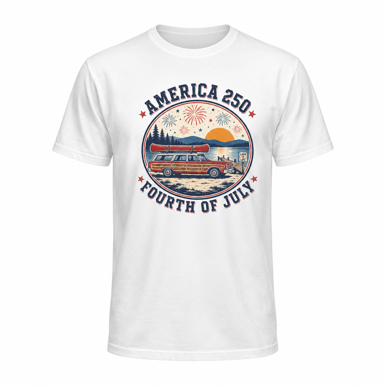 oryggy - america-250-fourth-of-july-personalized-t-shirt-patriotic-fireworks-sunset-tee - Vintage Patriotic Apparel