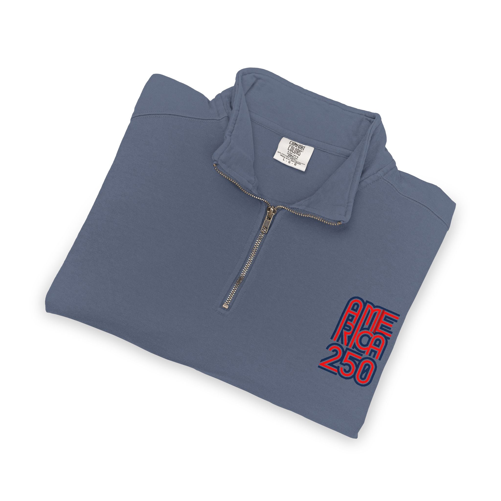 Quarter-Zip Sweatshirt — American Flag '250' Chest Logo