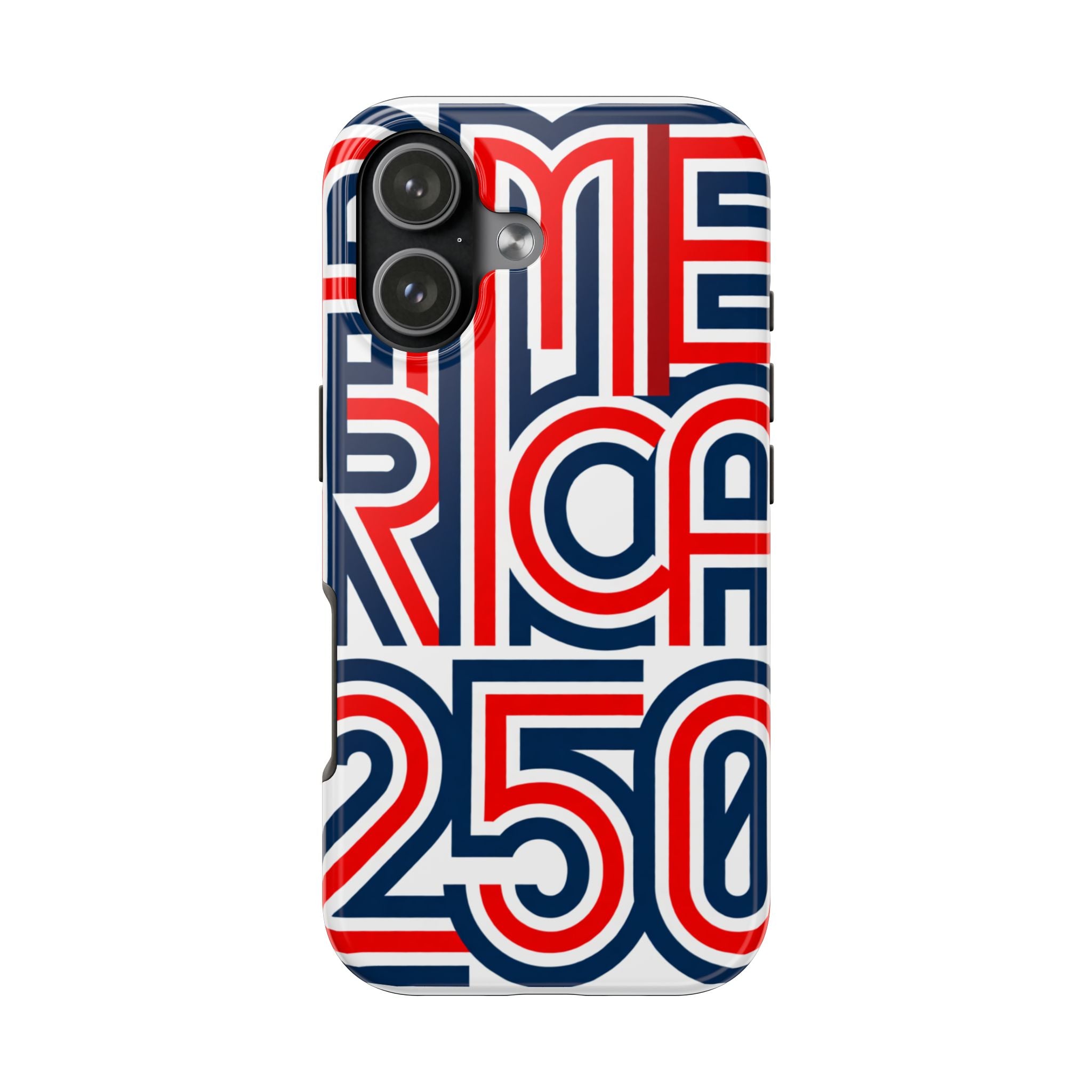 Patriotic 'America 250' Tough Phone Case – Red, White & Blue Retro Typography