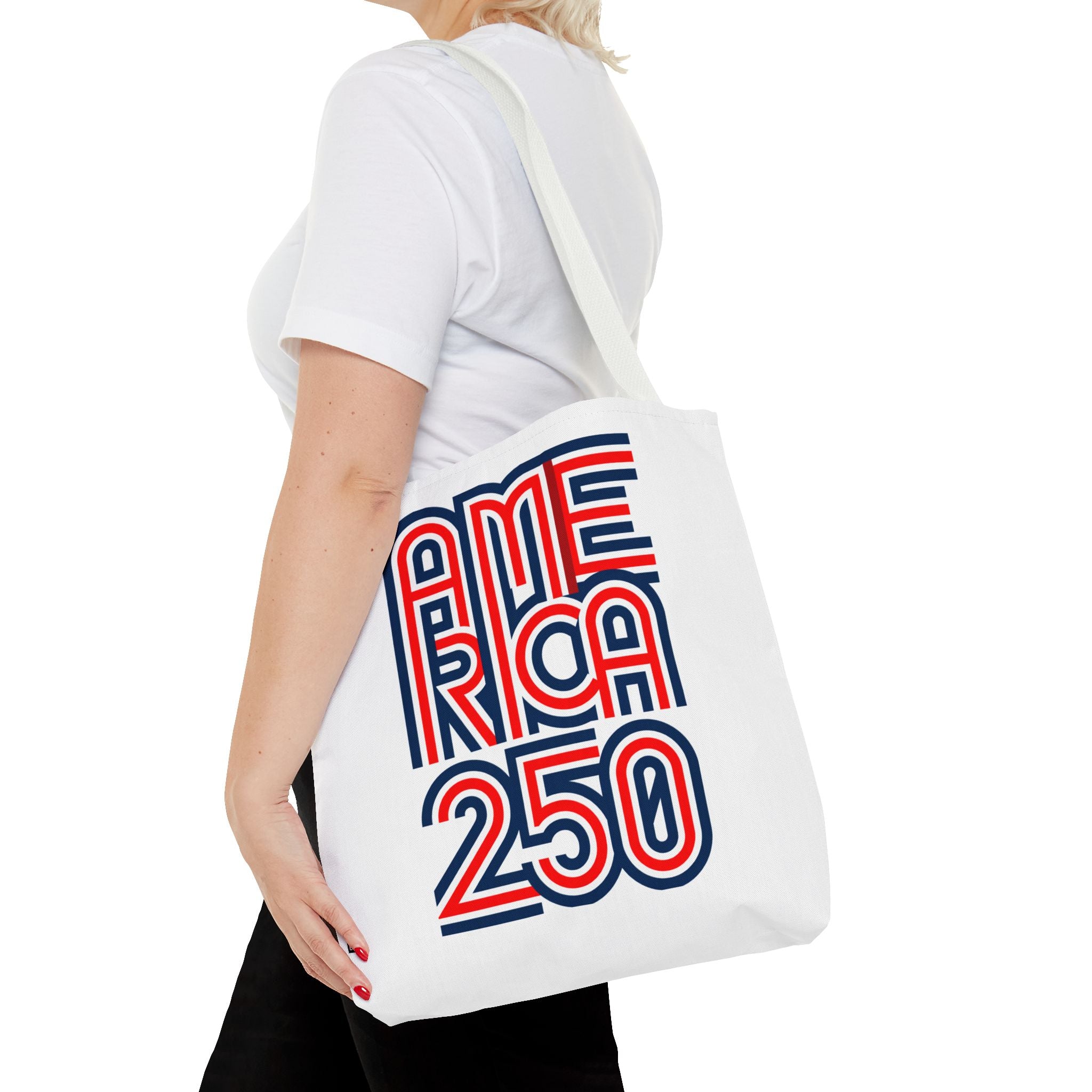 America 250 Tote Bag — Patriotic Red, White & Blue Commemorative Tote
