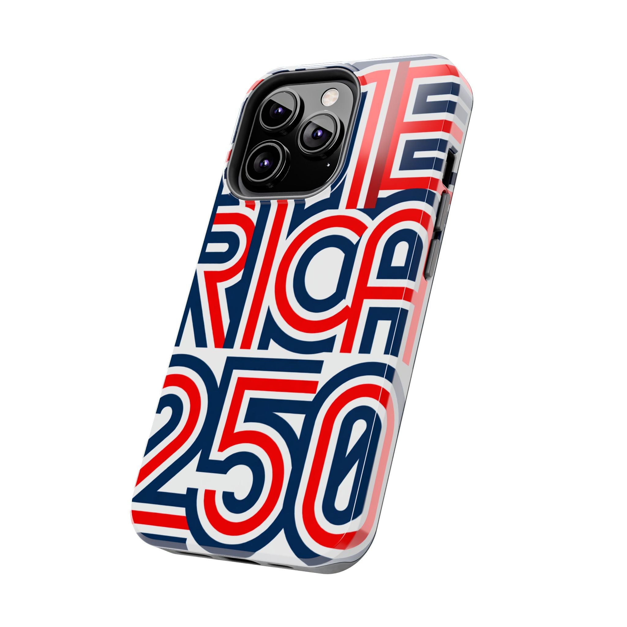 Patriotic 'America 250' Tough Phone Case – Red, White & Blue Retro Typography