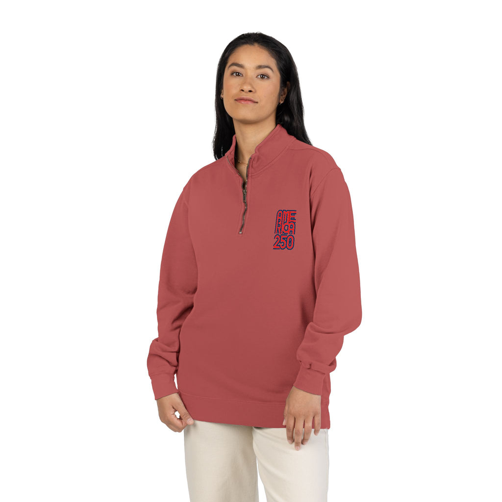 Quarter-Zip Sweatshirt — American Flag '250' Chest Logo