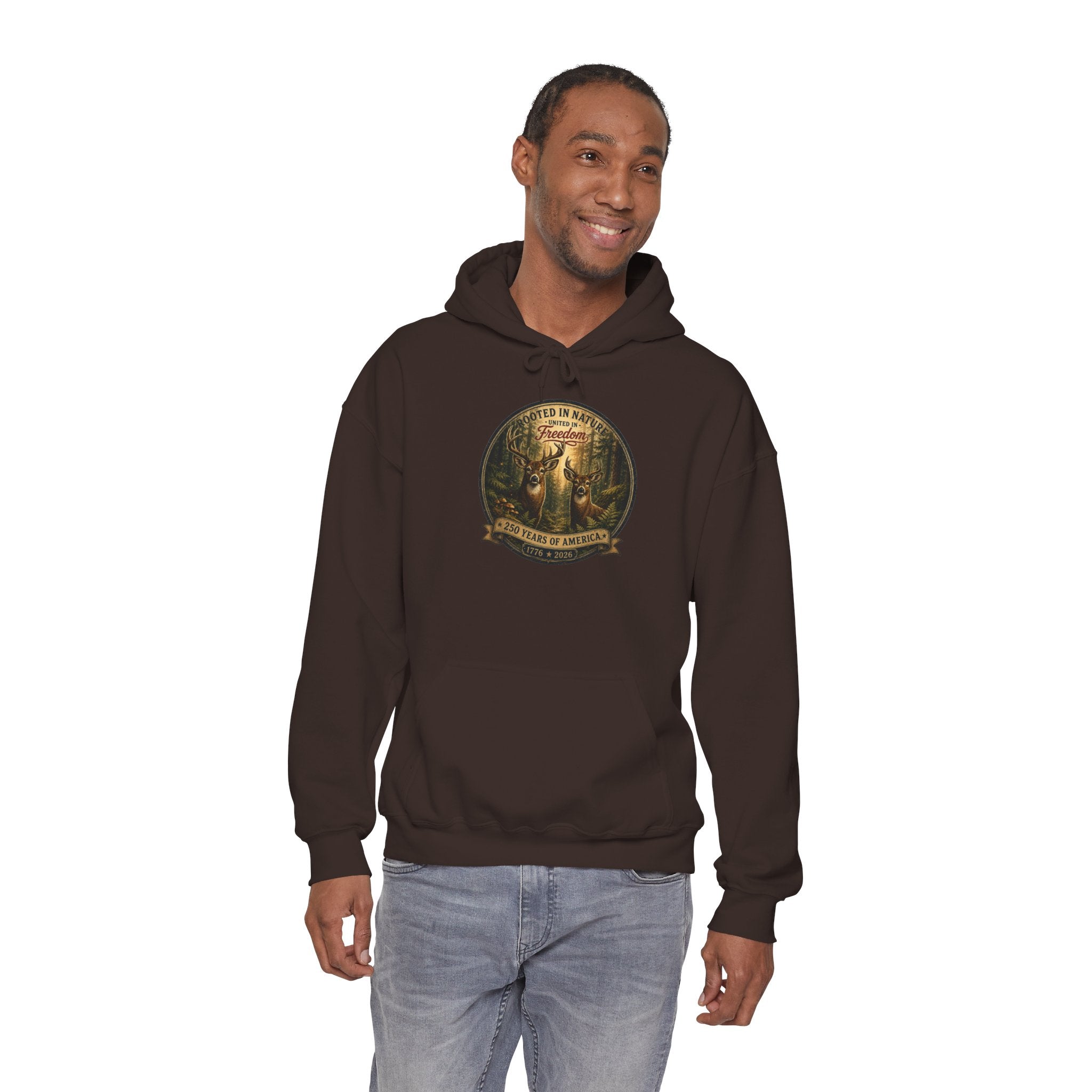 oryggy - america-250-unisex-heavy-blend™-hooded-sweatshirt-rooted-in-nature - Vintage Patriotic Apparel