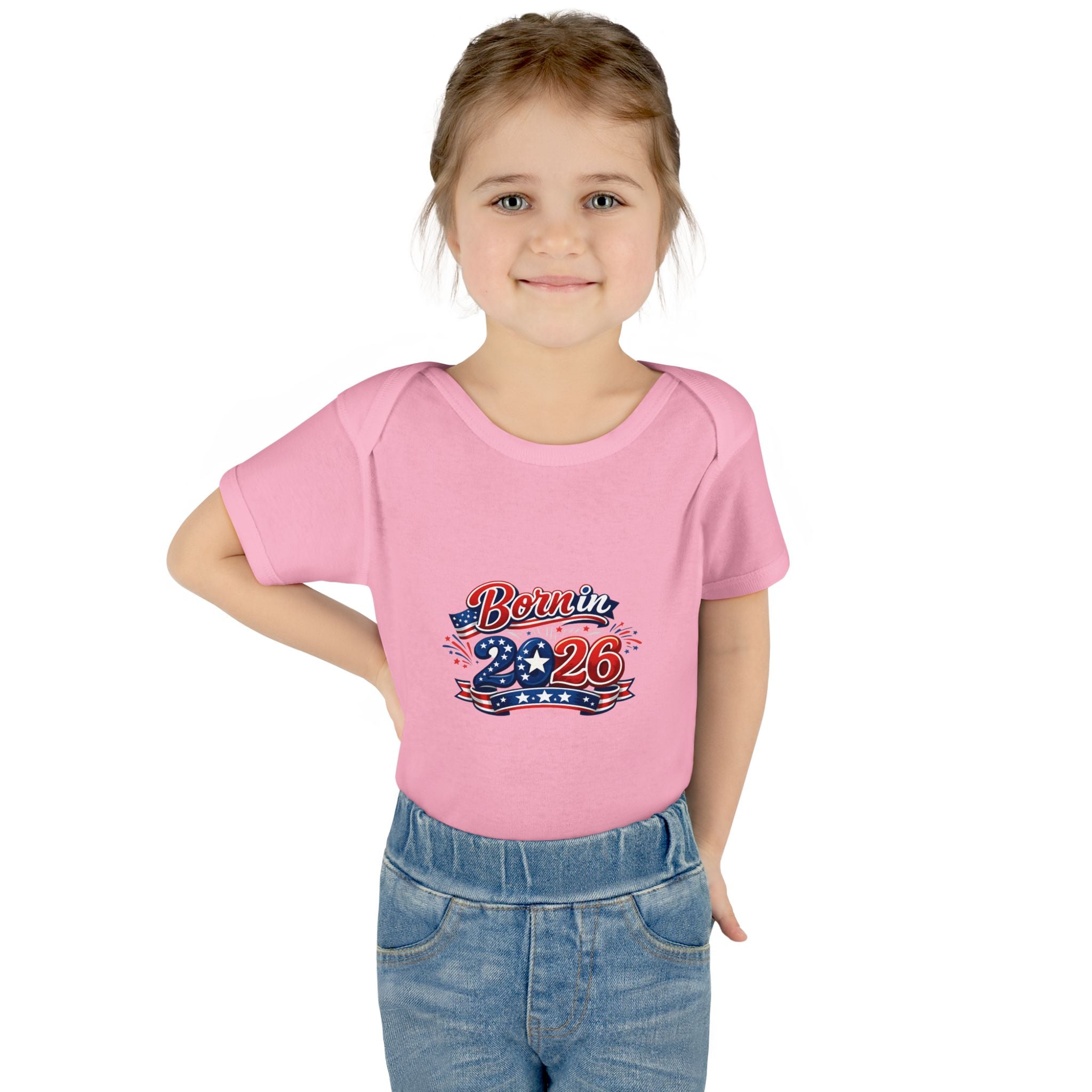 America 250 Born in 2026 Baby Bodysuit — Patriotic USA Infant Onesie